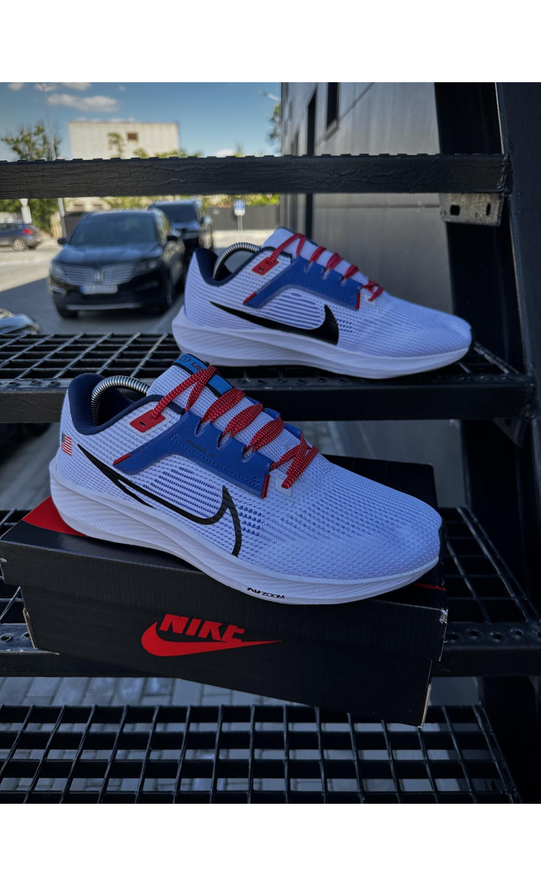 Чоловічі кросівки  Кросівки nike zoom pegasus usa (white & blue) (0026-3)