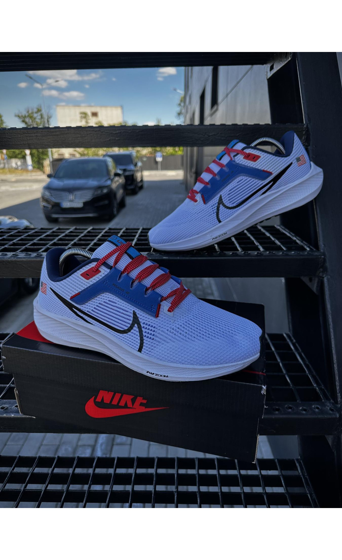Чоловічі кросівки  Кросівки nike zoom pegasus usa (white & blue) (0026-3)