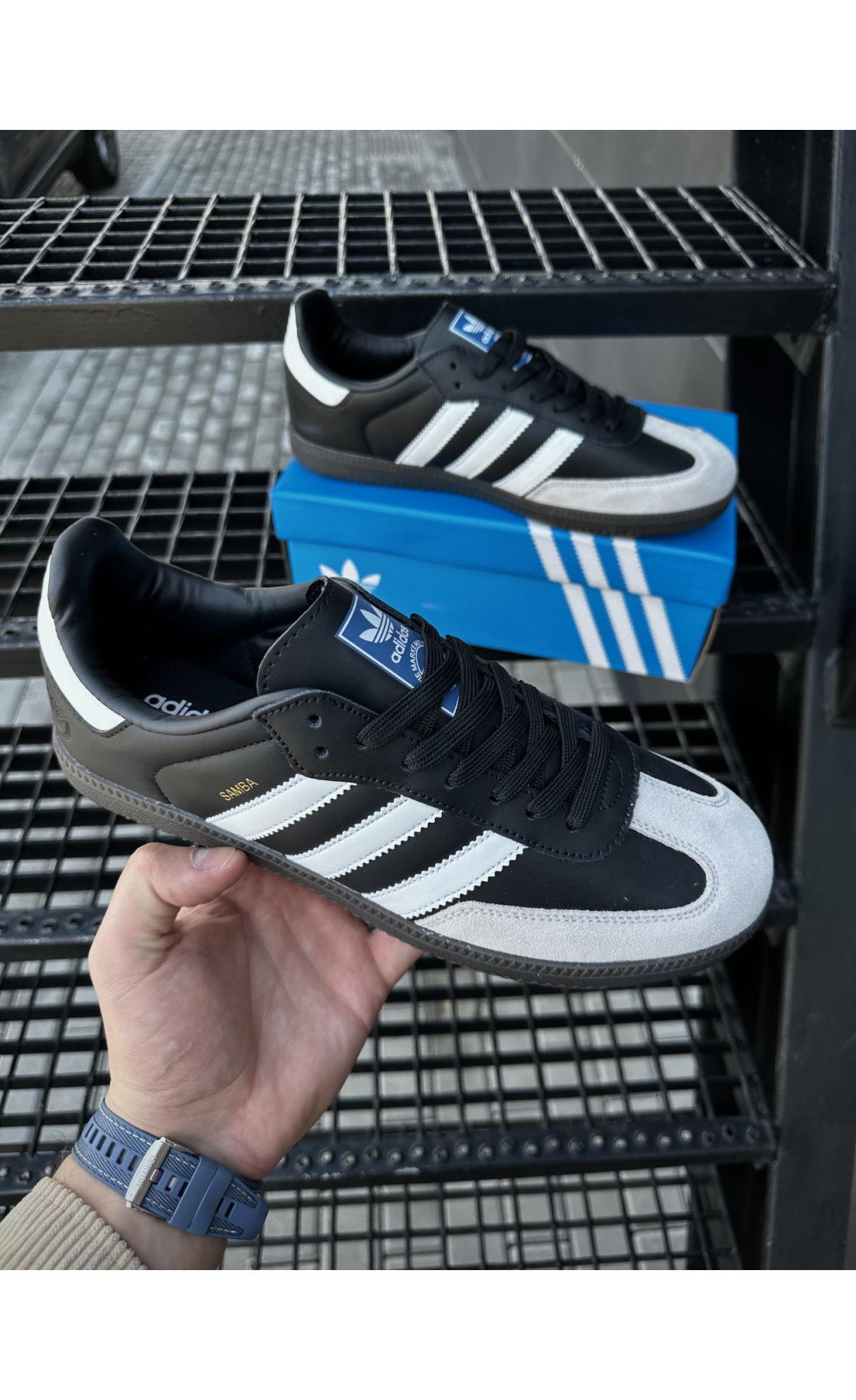 Чоловічі кросівки  Кросівки adidas samba (black & gray) (675-3)