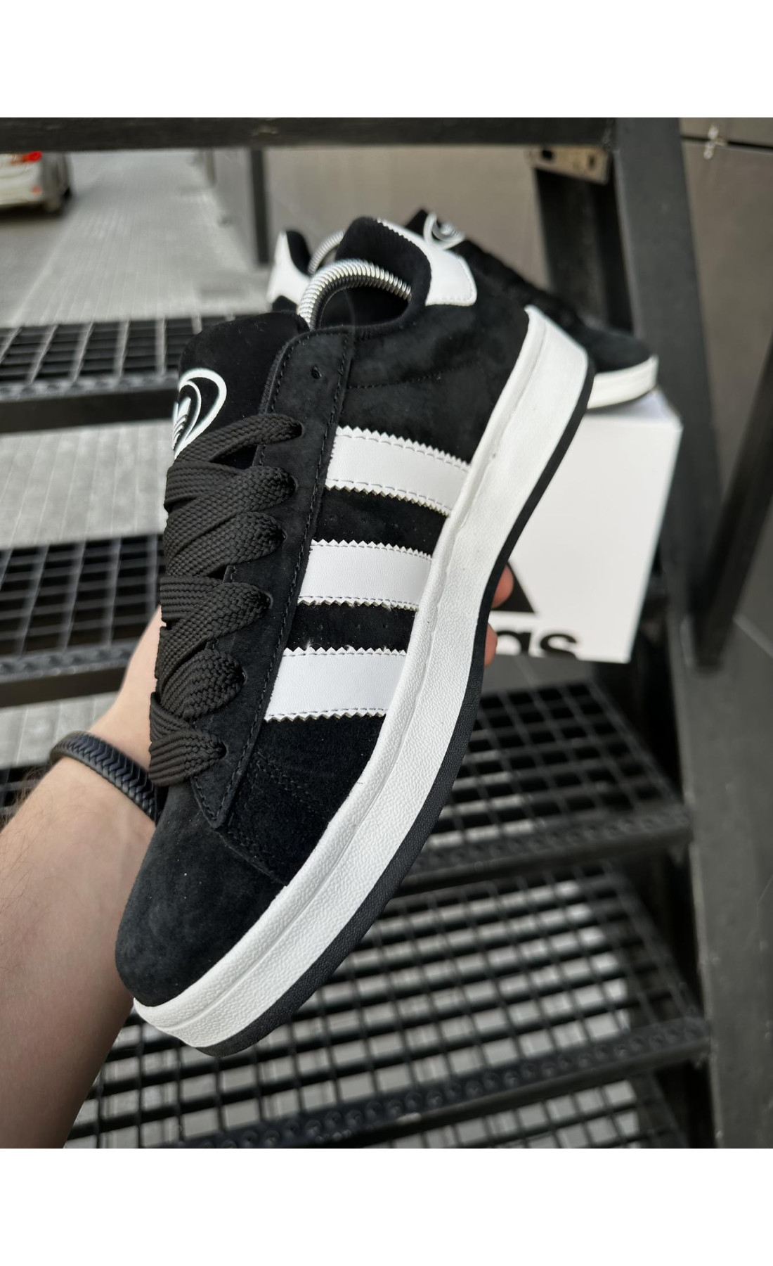 Чоловічі кросівки  Кросівки adidas campus (чорно-білі) (5503-5)