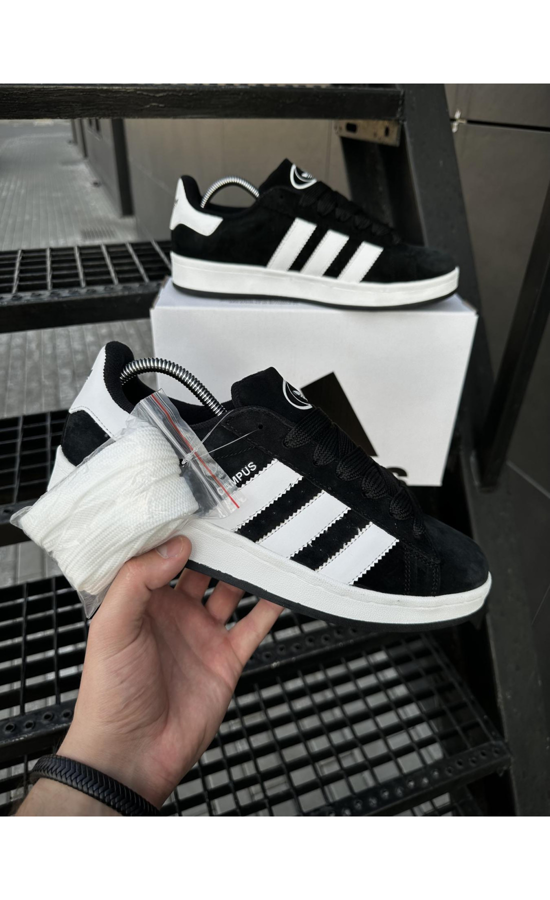 Чоловічі кросівки  Кросівки adidas campus (чорно-білі) (5503-5)