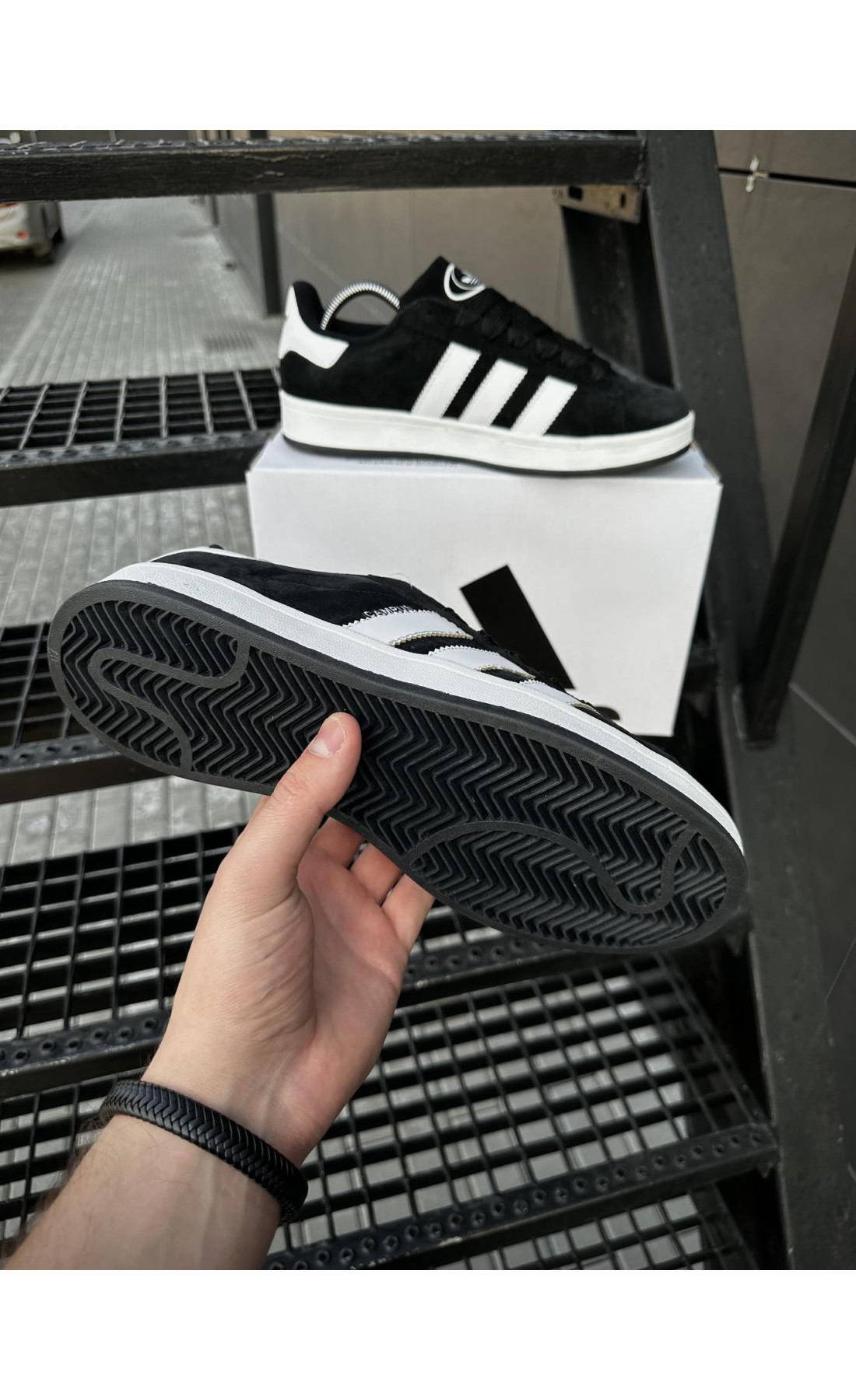 Чоловічі кросівки  Кросівки adidas campus (чорно-білі) (5503-5)