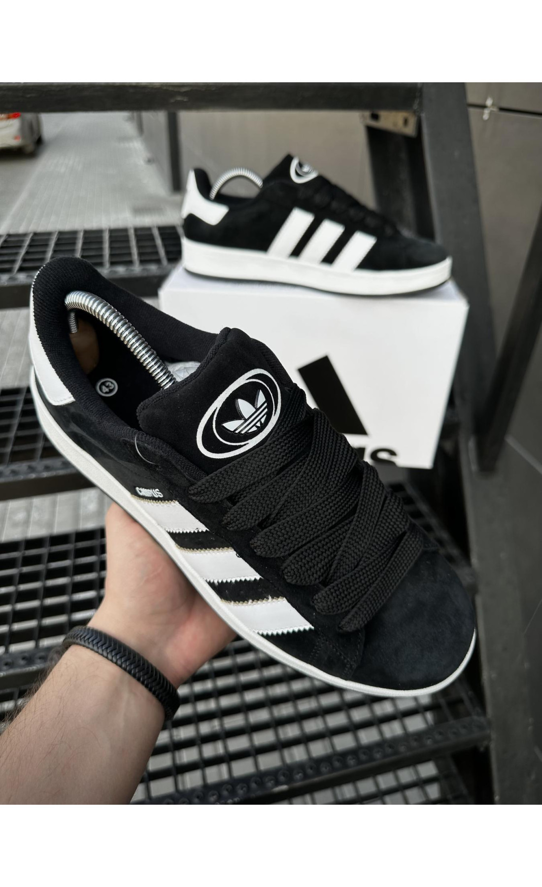 Чоловічі кросівки  Кросівки adidas campus (чорно-білі) (5503-5)