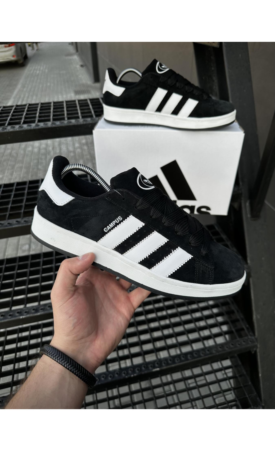 Чоловічі кросівки  Кросівки adidas campus (чорно-білі) (5503-5)