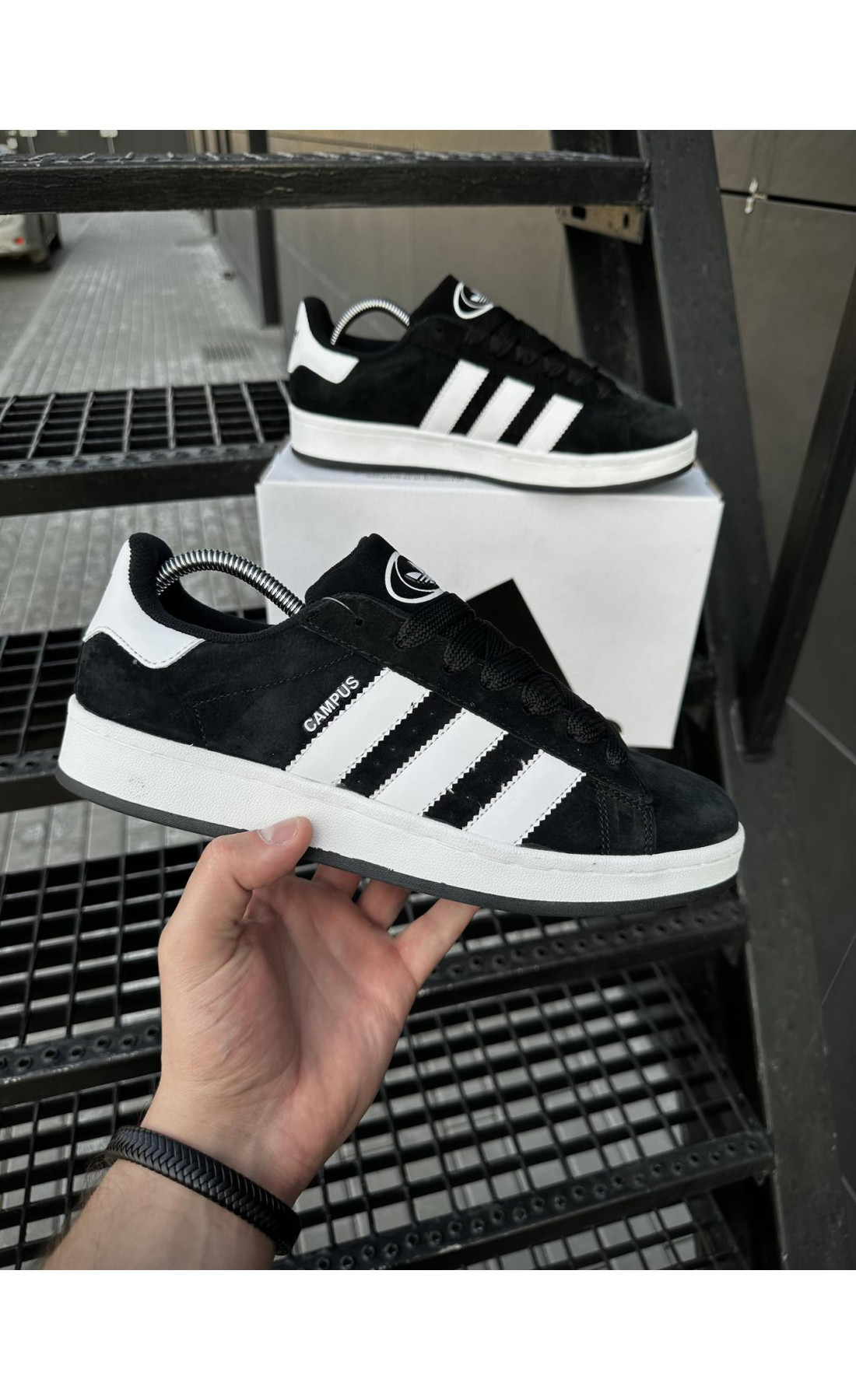 Чоловічі кросівки  Кросівки adidas campus (чорно-білі) (5503-5)