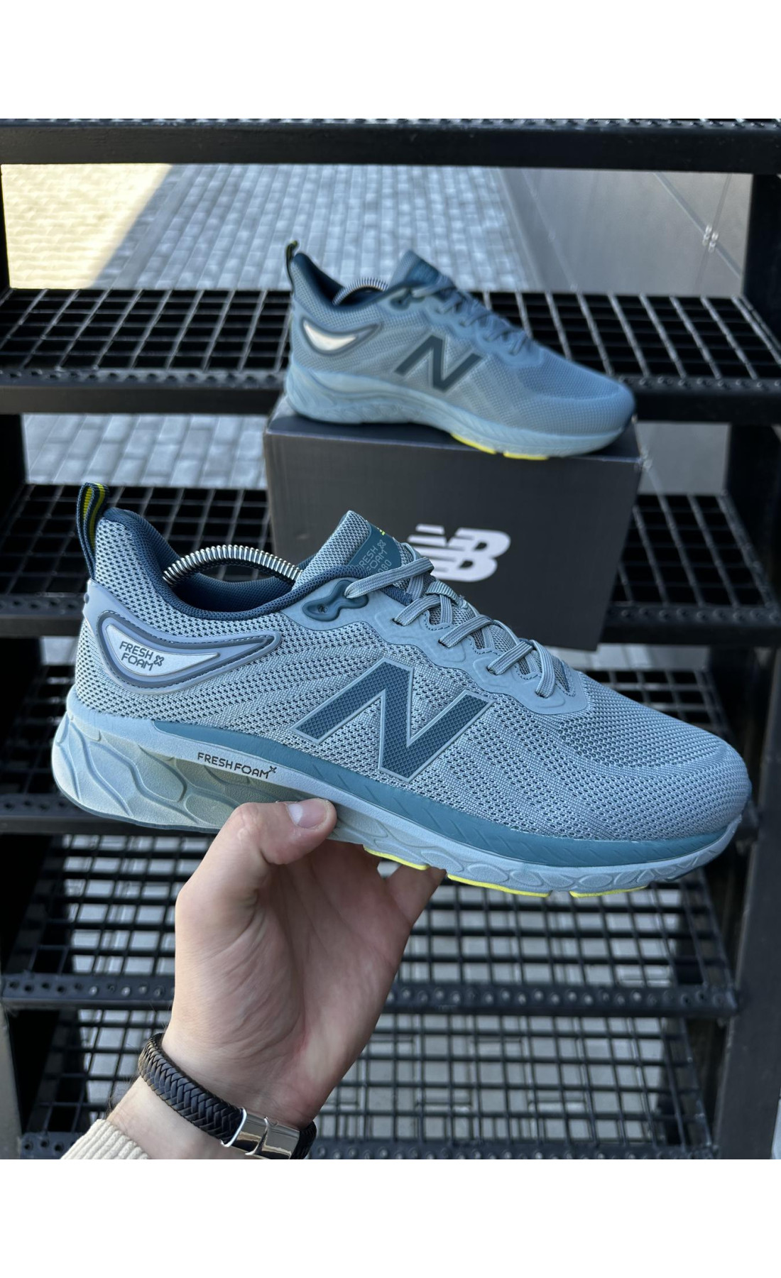 Чоловічі кросівки  Кросівки new balance fresh foam (синьо-зелені) (832-3)