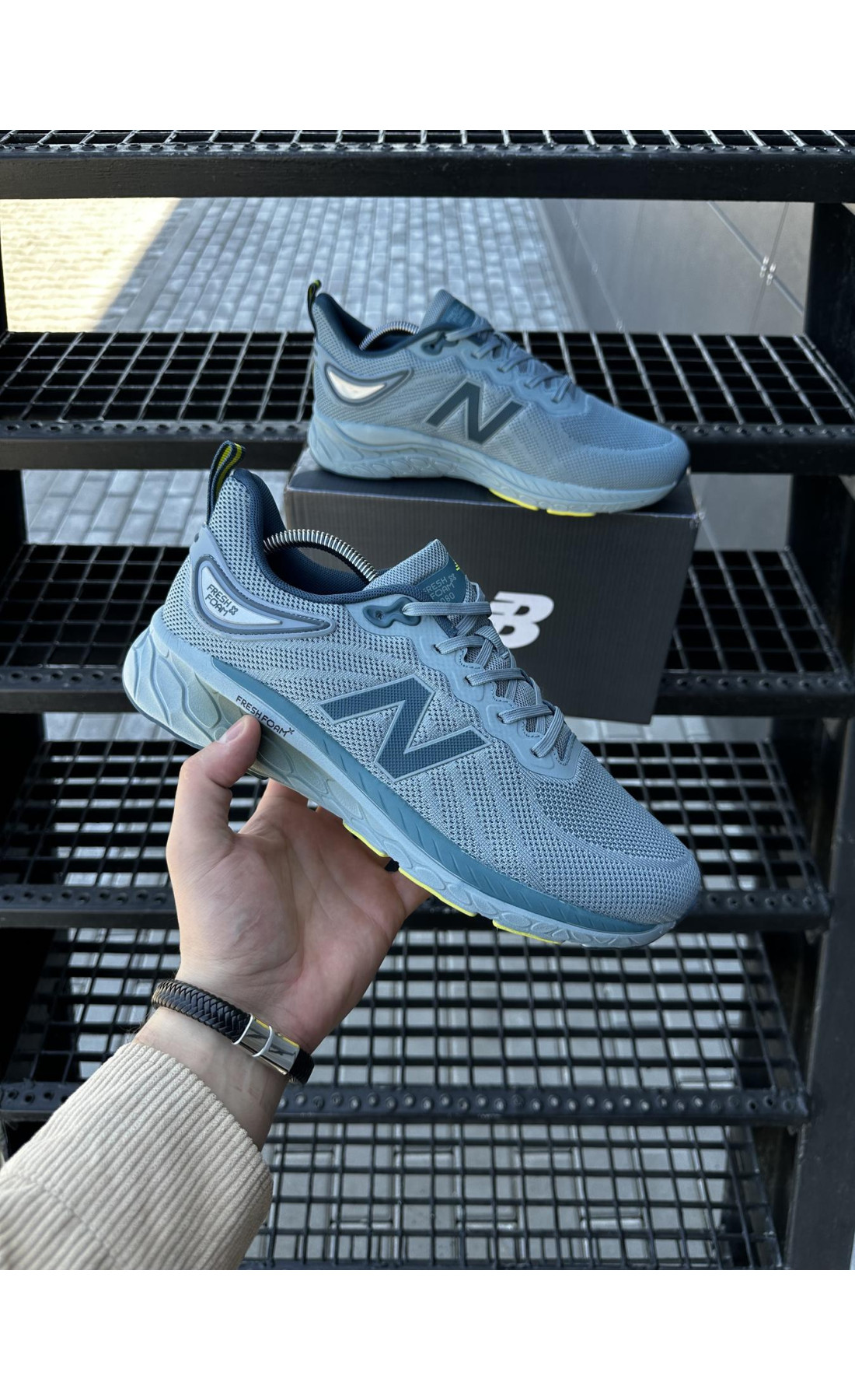 Чоловічі кросівки  Кросівки new balance fresh foam (синьо-зелені) (832-3)