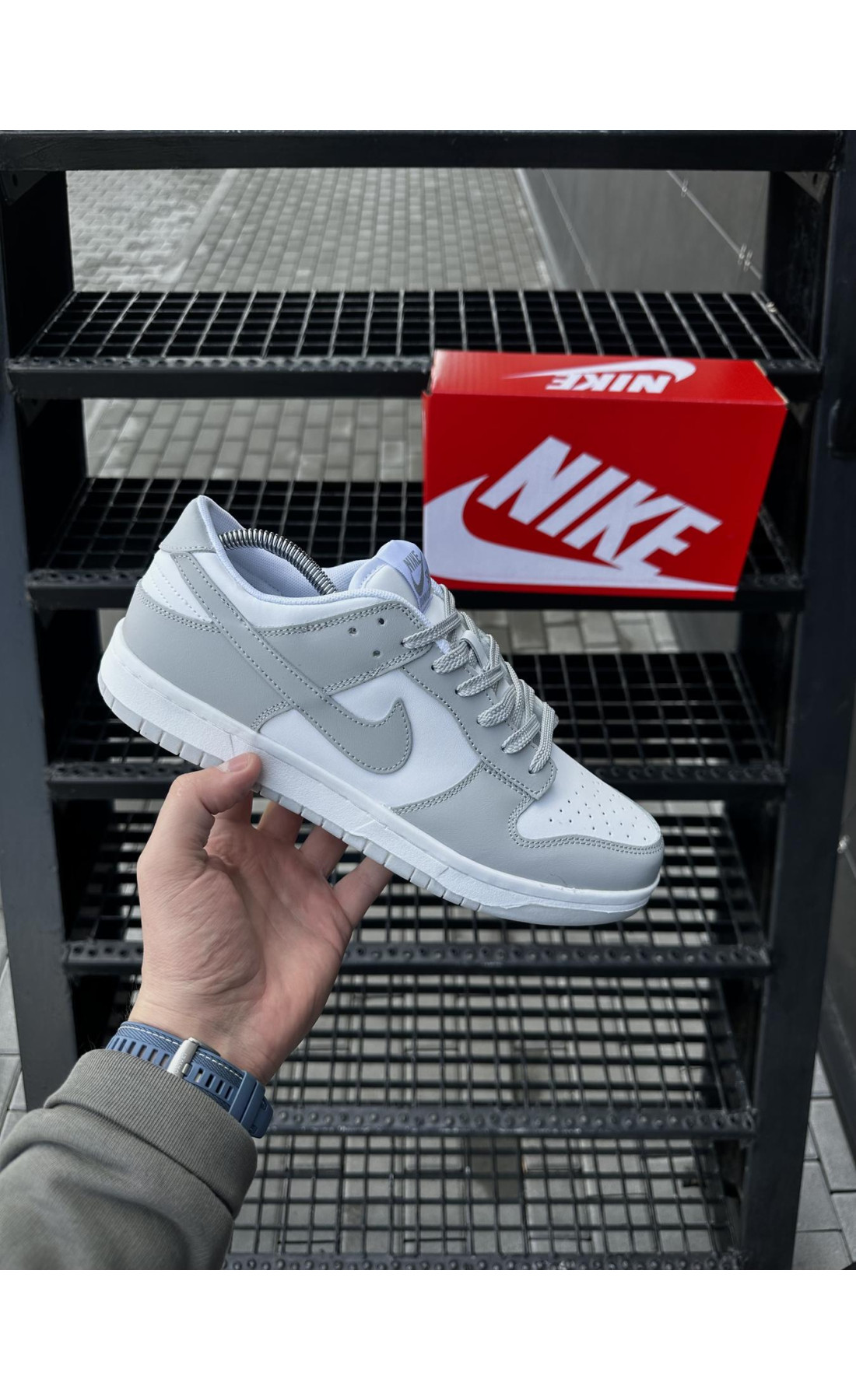 Чоловічі кросівки  Кросівки nike sb dunk (white & gray) (5535-1)