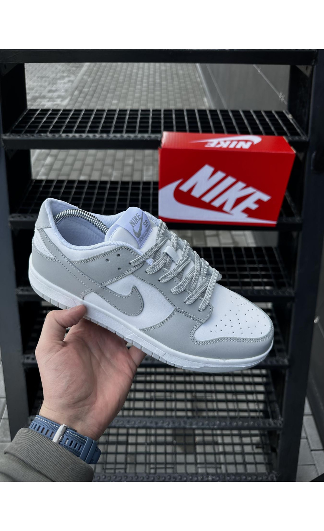 Чоловічі кросівки  Кросівки nike sb dunk (white & gray) (5535-1)
