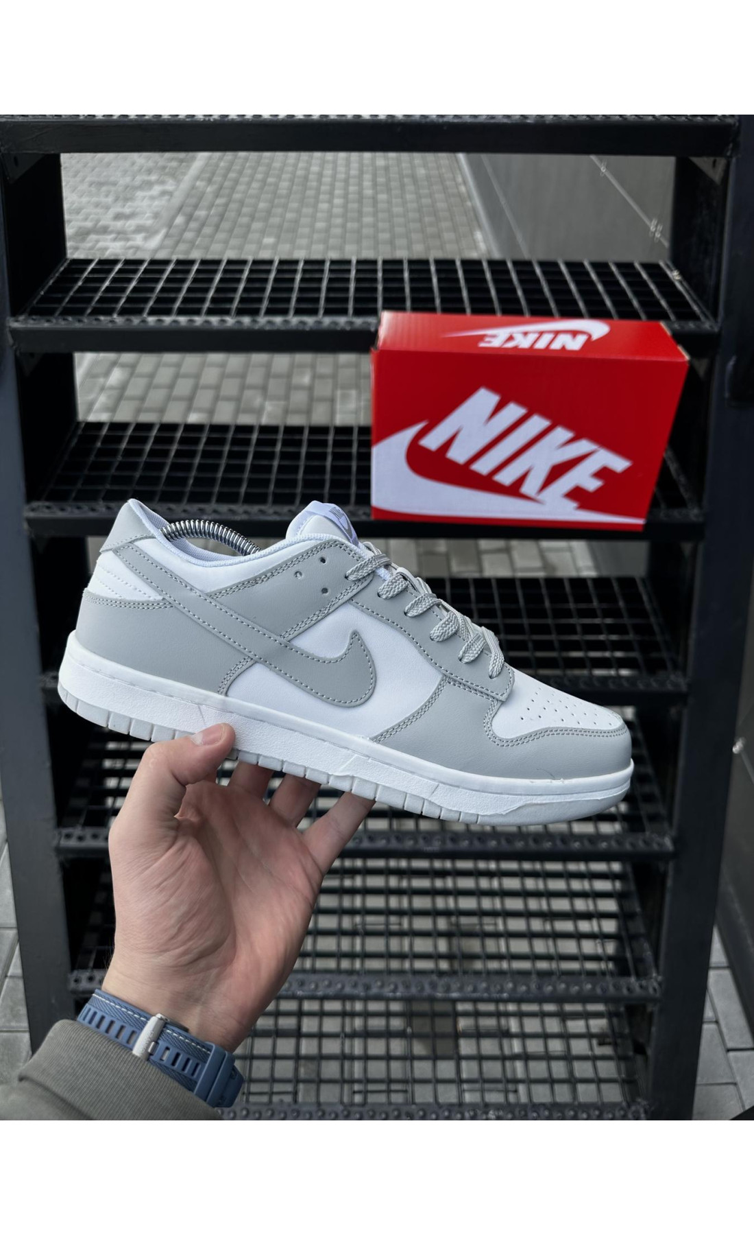Чоловічі кросівки  Кросівки nike sb dunk (white & gray) (5535-1)