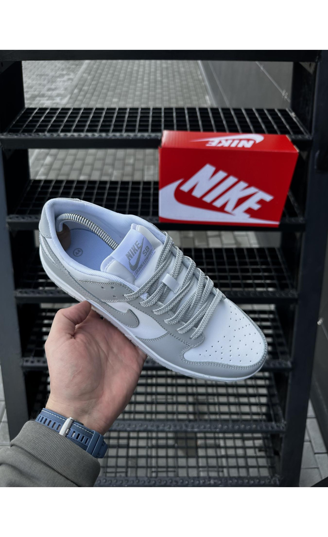 Чоловічі кросівки  Кросівки nike sb dunk (white & gray) (5535-1)