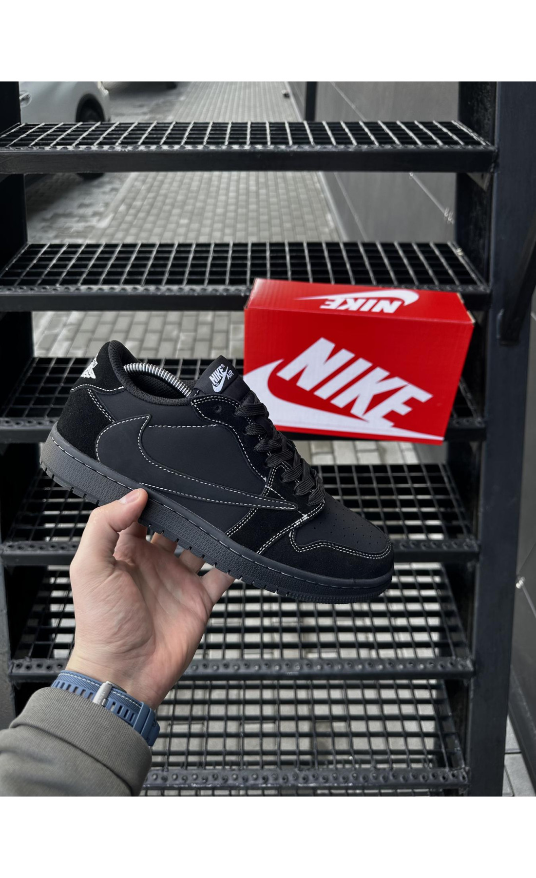 Чоловічі кросівки  Кросівки nike air jordan travis scott (all black) (618-2)