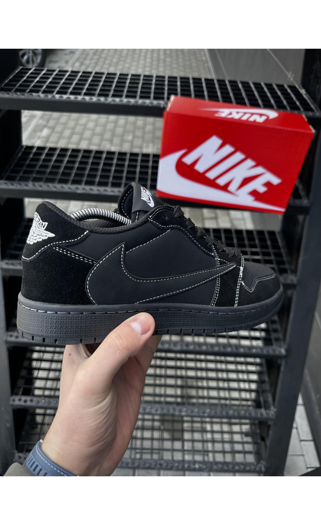 Чоловічі кросівки  Кросівки nike air jordan travis scott (all black) (618-2)