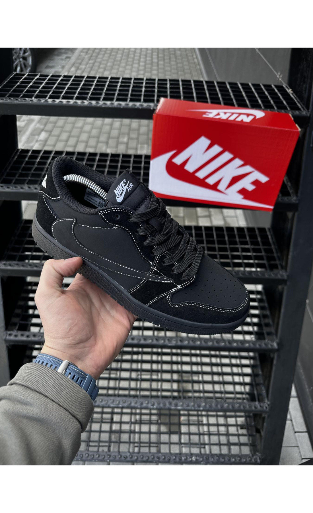 Чоловічі кросівки  Кросівки nike air jordan travis scott (all black) (618-2)