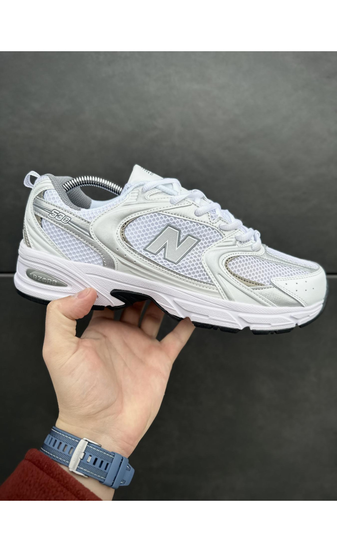 Чоловічі кросівки  Кросівки new balance (білі з сірим) (530-17)