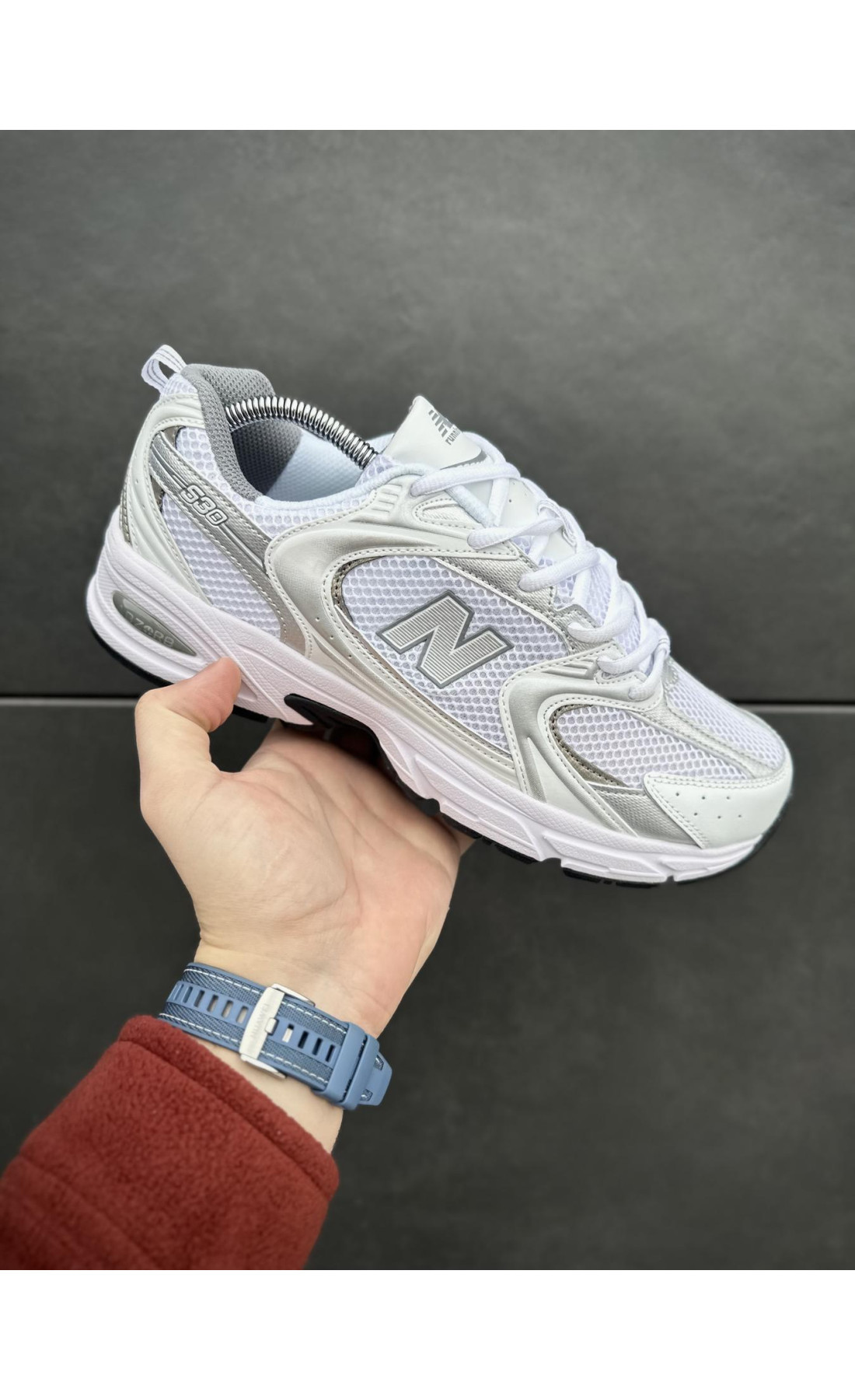 Чоловічі кросівки  Кросівки new balance (білі з сірим) (530-17)