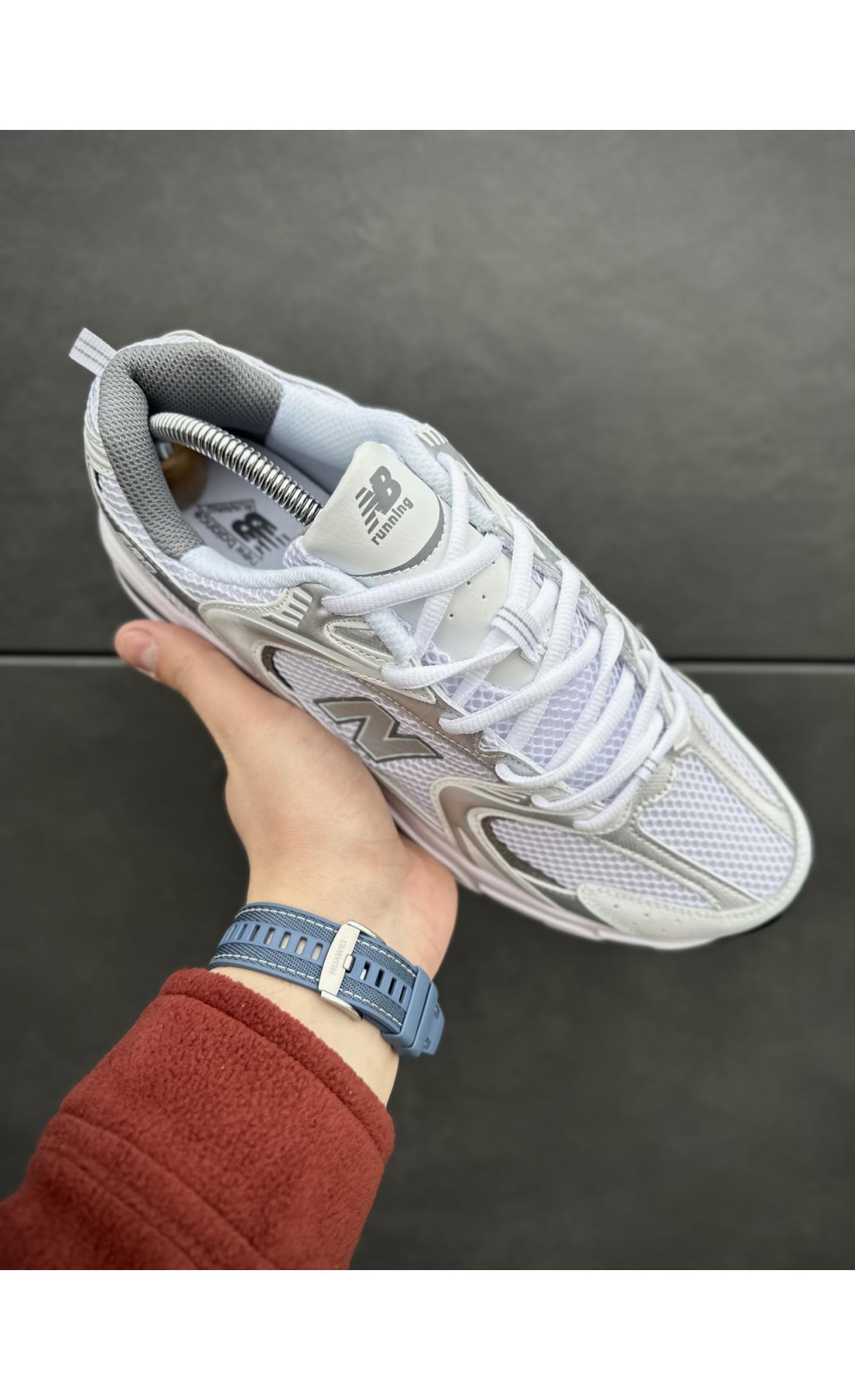 Чоловічі кросівки  Кросівки new balance (білі з сірим) (530-17)