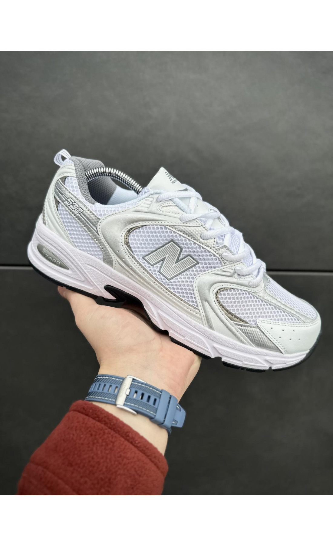 Чоловічі кросівки  Кросівки new balance (білі з сірим) (530-17)