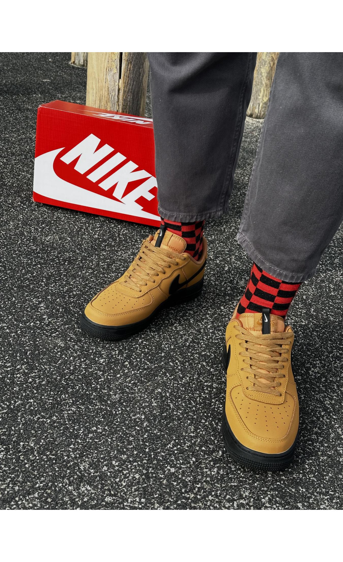 Чоловічі кросівки  Кросівки nike air force (camel, шкіра ліцензія) (3076-3)