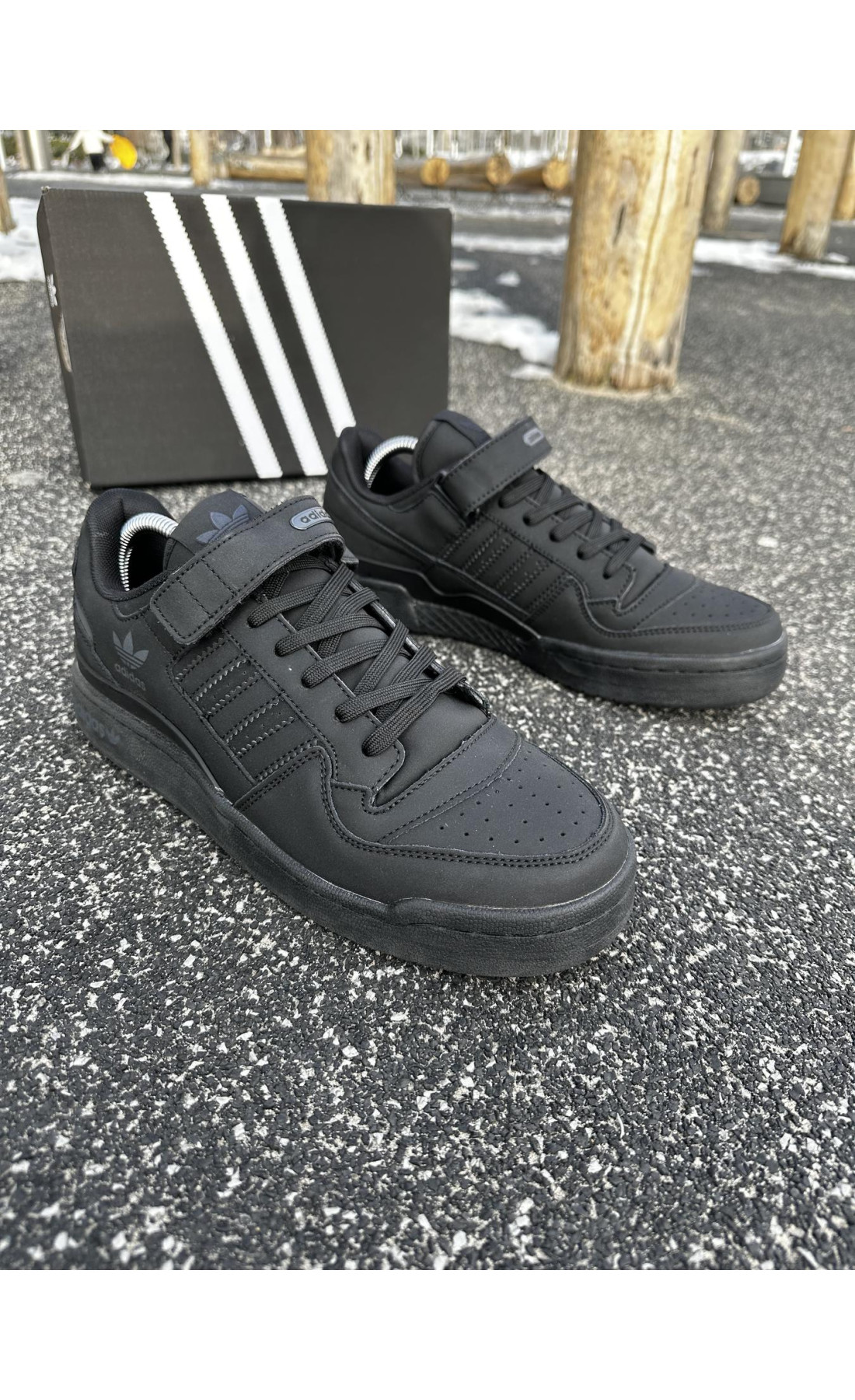 Чоловічі кросівки  Кросівки adidas forum low, нубук (black) (5428-6)