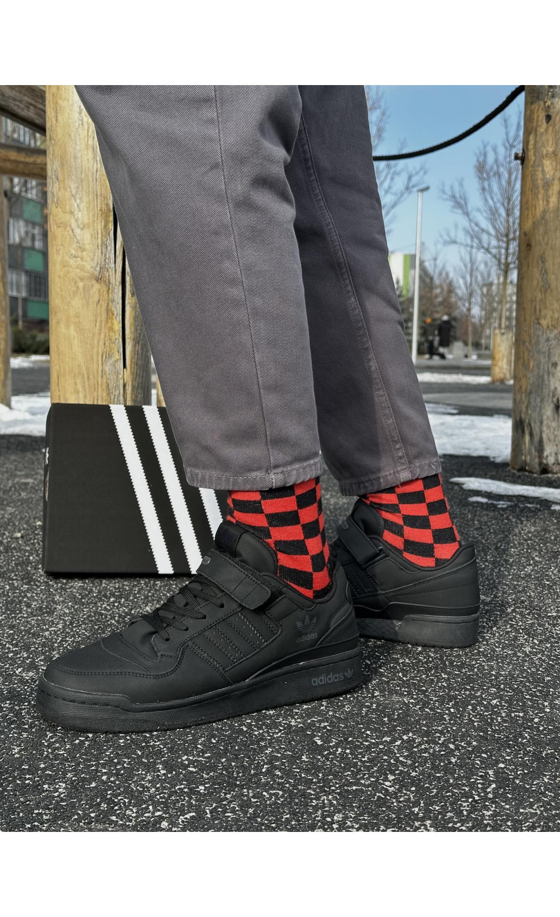 Чоловічі кросівки  Кросівки adidas forum low, нубук (black) (5428-6)