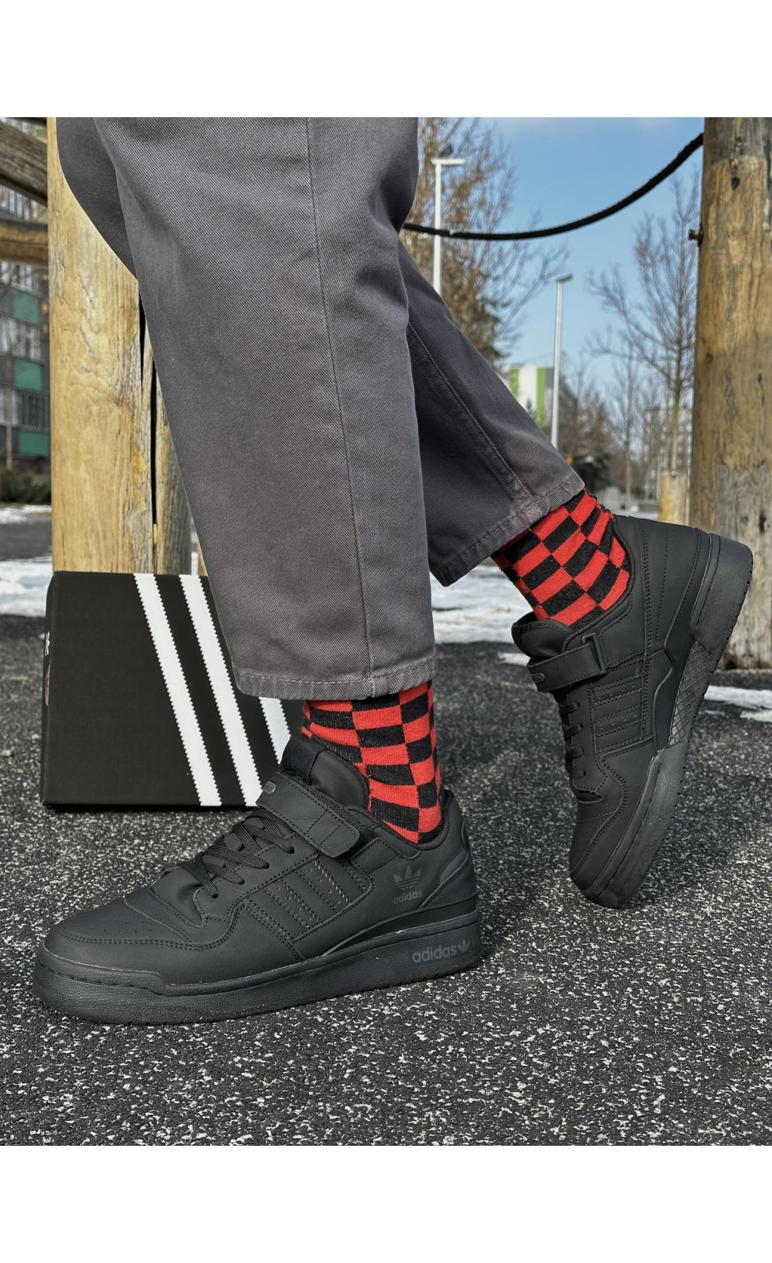 Чоловічі кросівки  Кросівки adidas forum low, нубук (black) (5428-6)