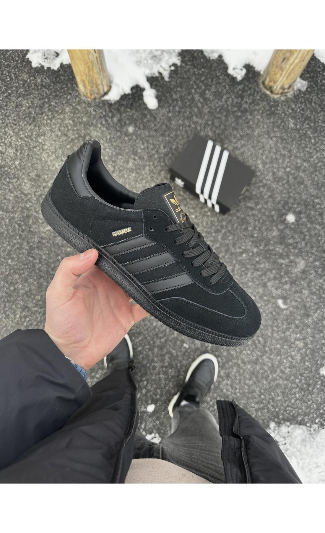 Чоловічі кросівки  Кросівки adidas samba (чорні, замша) (5448-6)