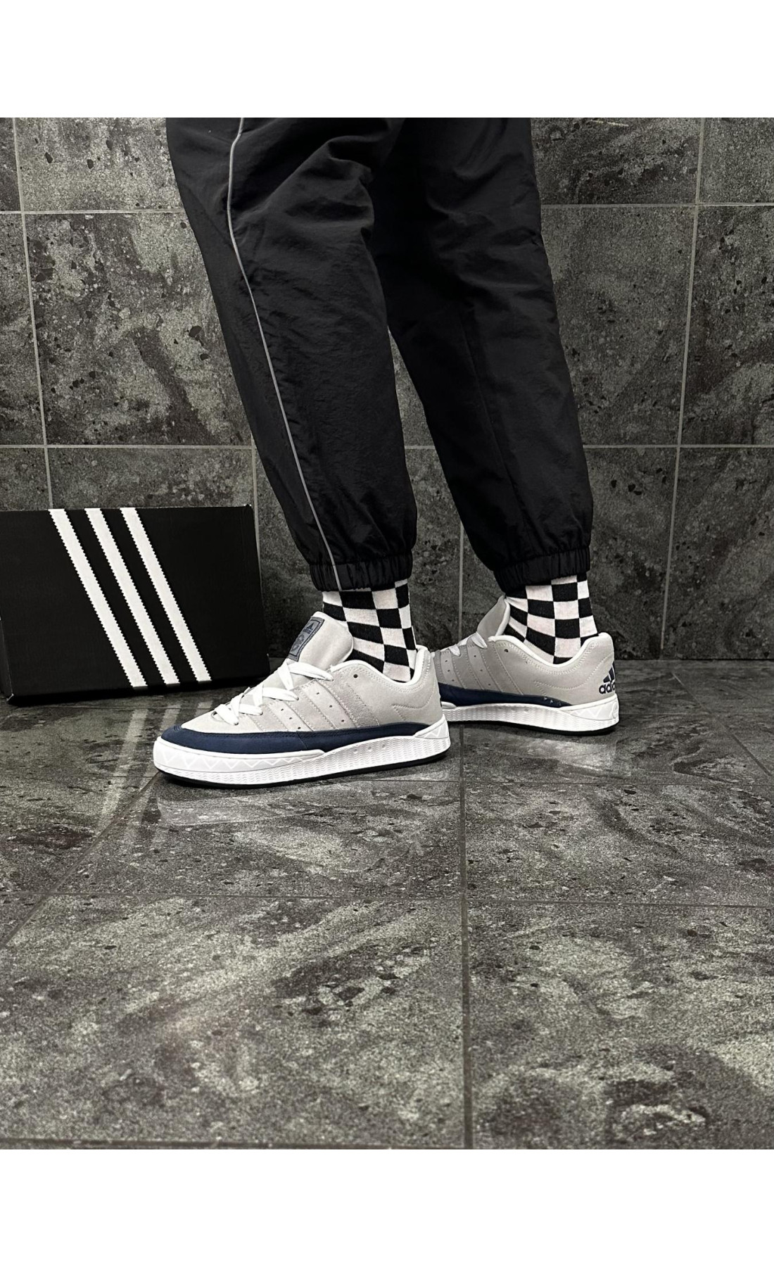 Чоловічі кросівки  Кросівки adidas adimatic neighborhood (gray & blue) (476-4)