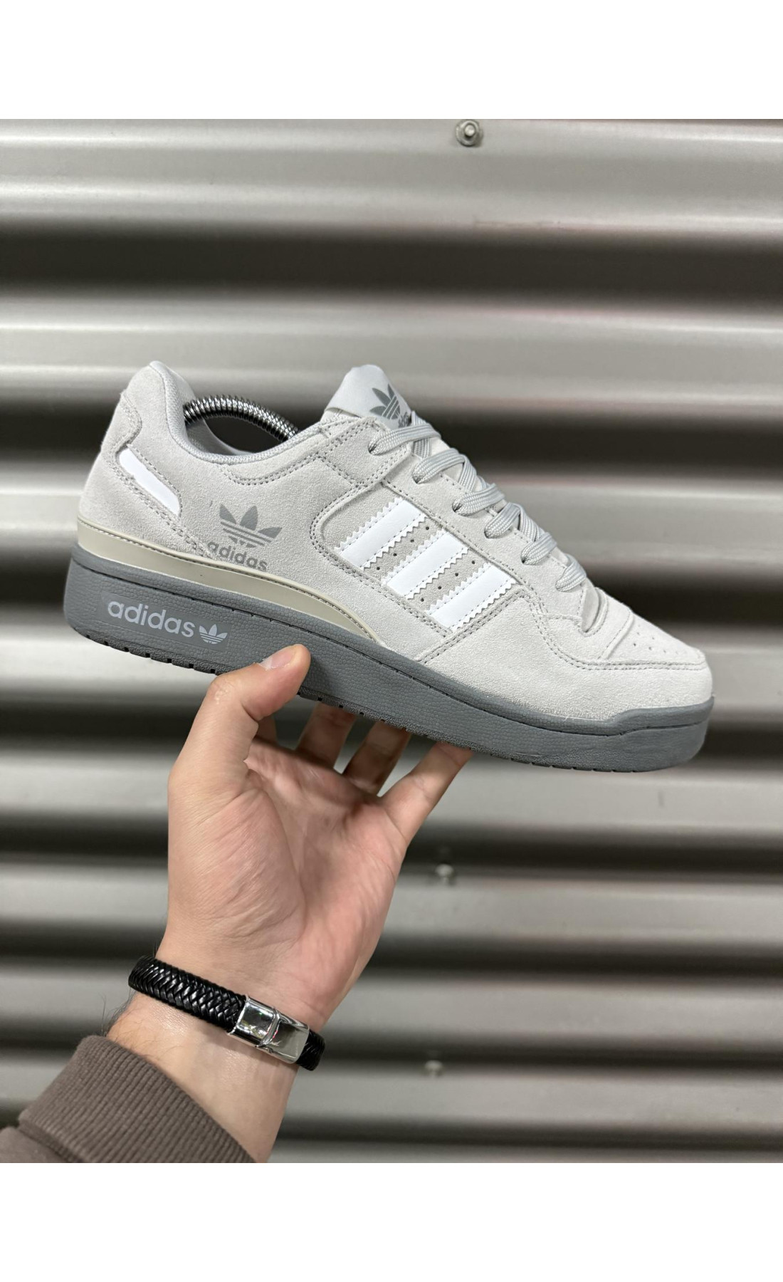 Чоловічі кросівки  Кросівки adidas forum low, замша (gray) (5454-4)