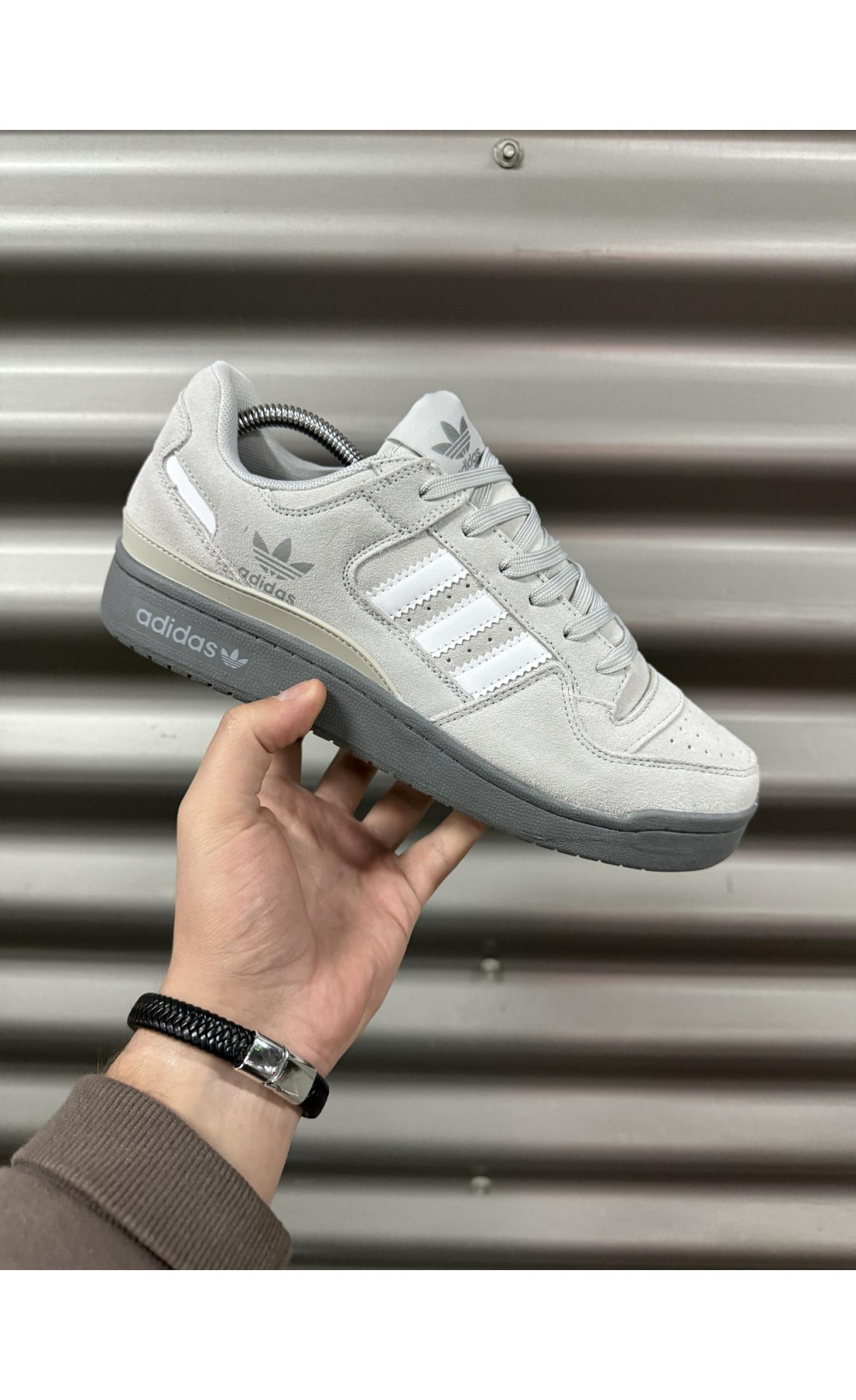 Чоловічі кросівки  Кросівки adidas forum low, замша (gray) (5454-4)
