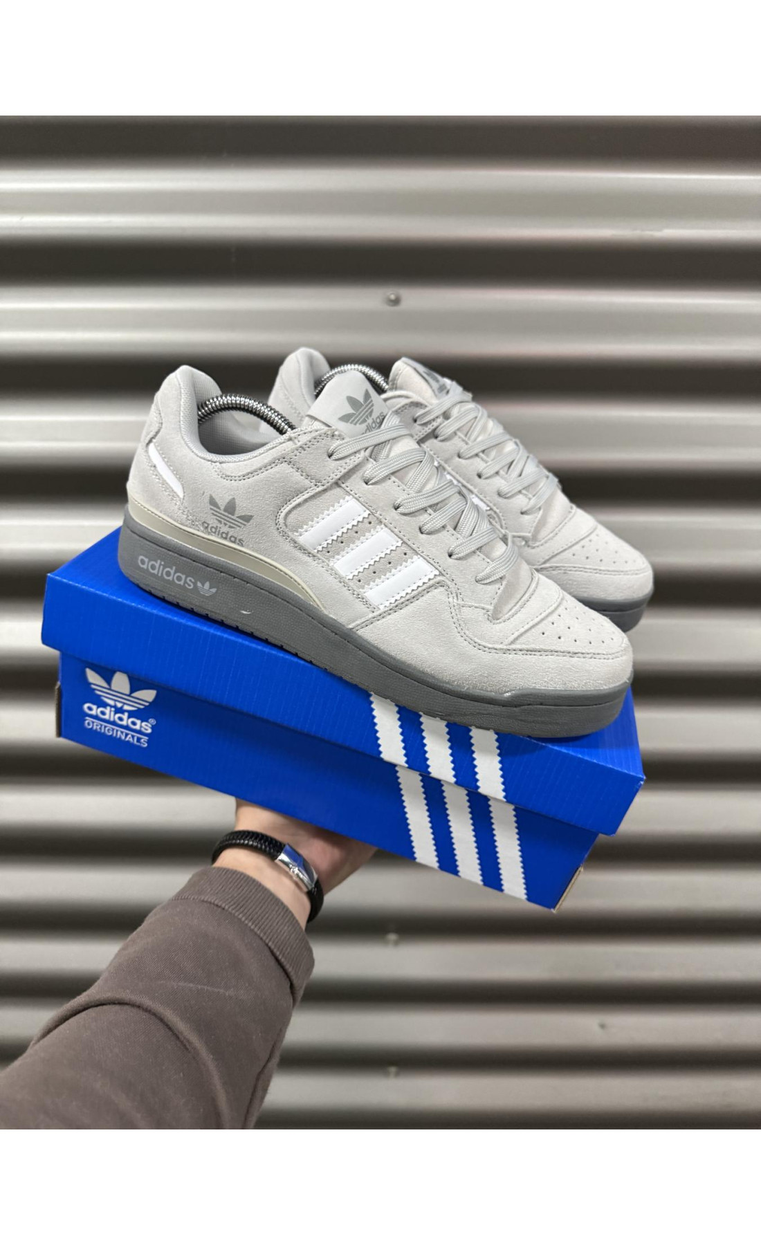 Чоловічі кросівки  Кросівки adidas forum low, замша (gray) (5454-4)