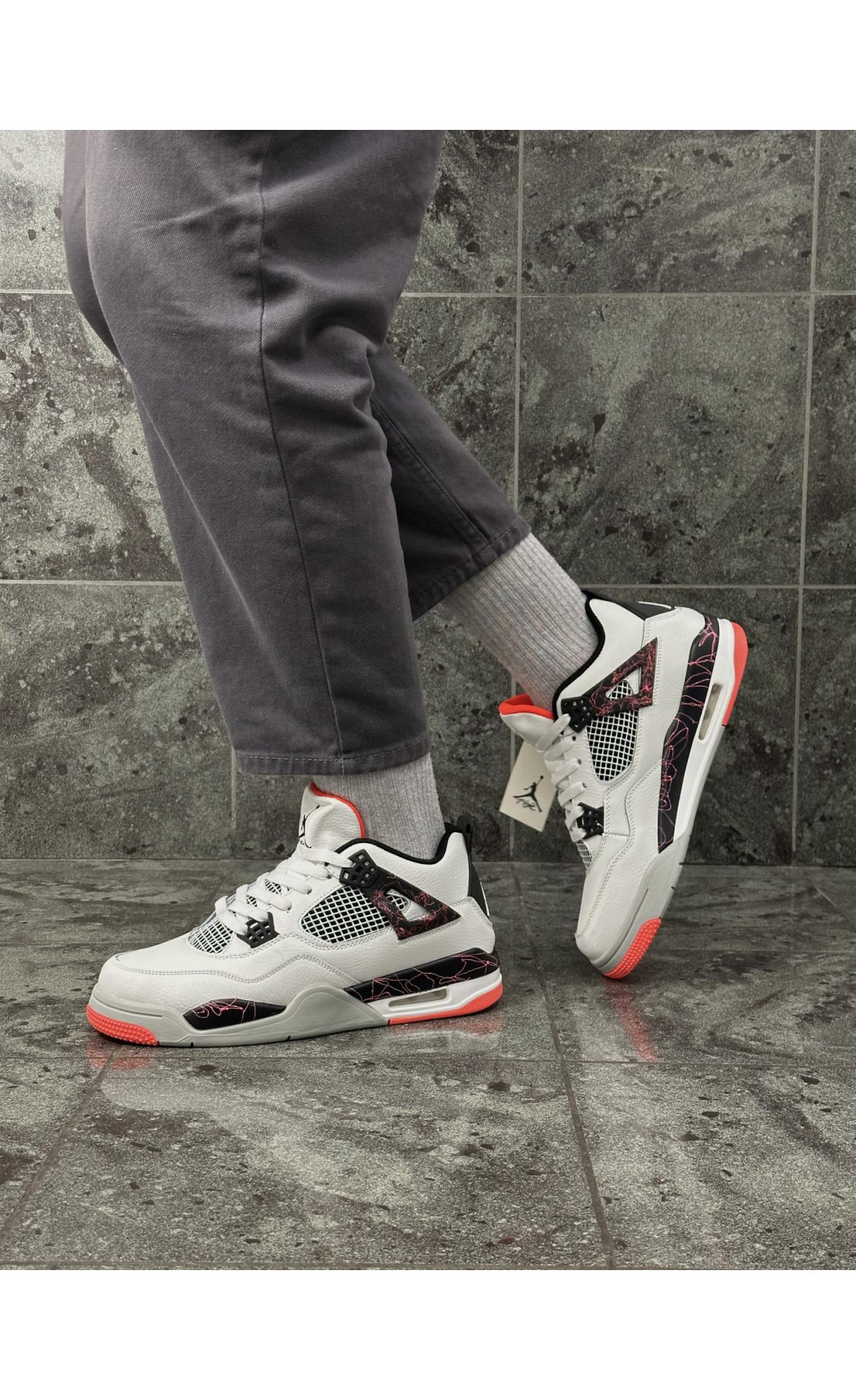 Чоловічі кросівки  Кросівки nike air jordan retro (white gray orange) (2165-5)