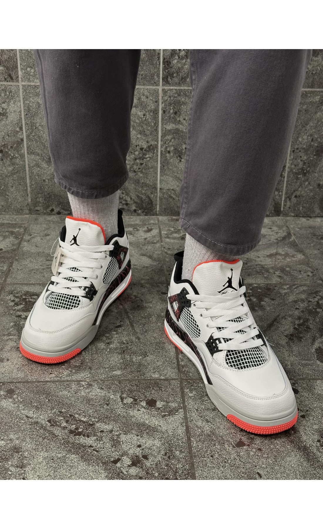 Чоловічі кросівки  Кросівки nike air jordan retro (white gray orange) (2165-5)