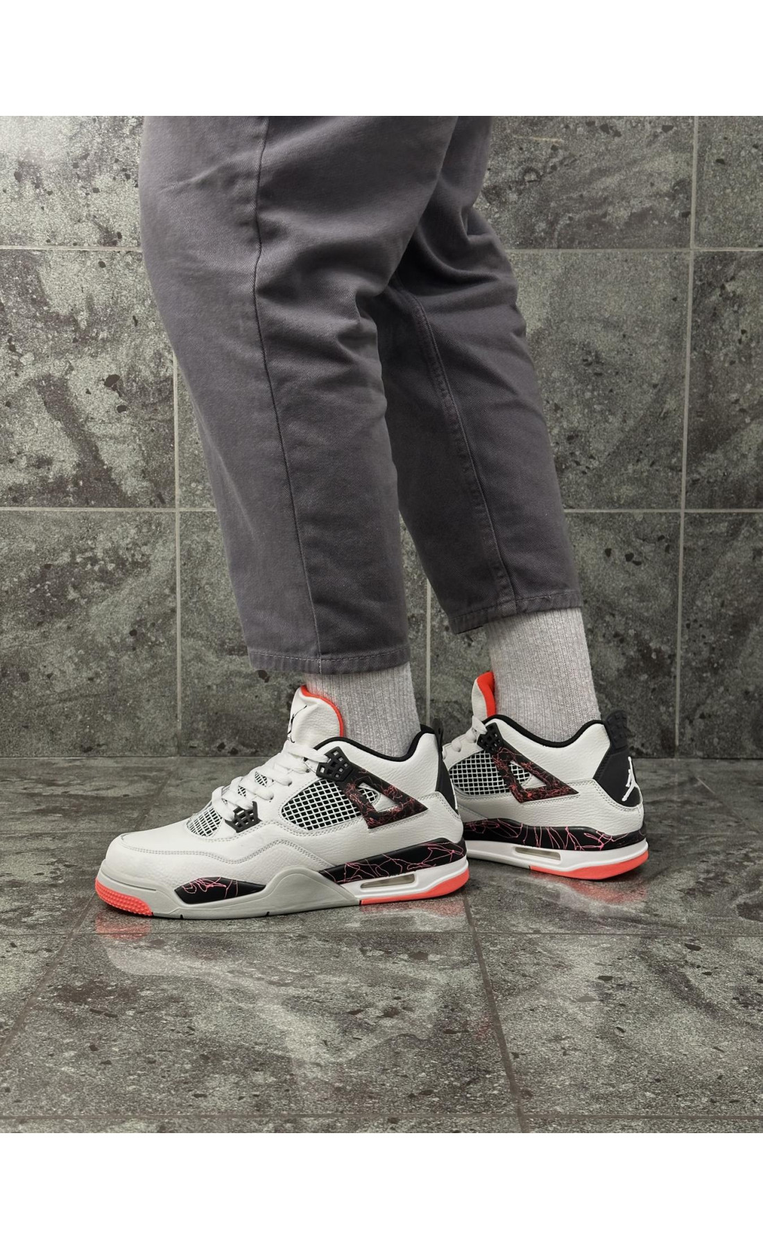 Чоловічі кросівки  Кросівки nike air jordan retro (white gray orange) (2165-5)