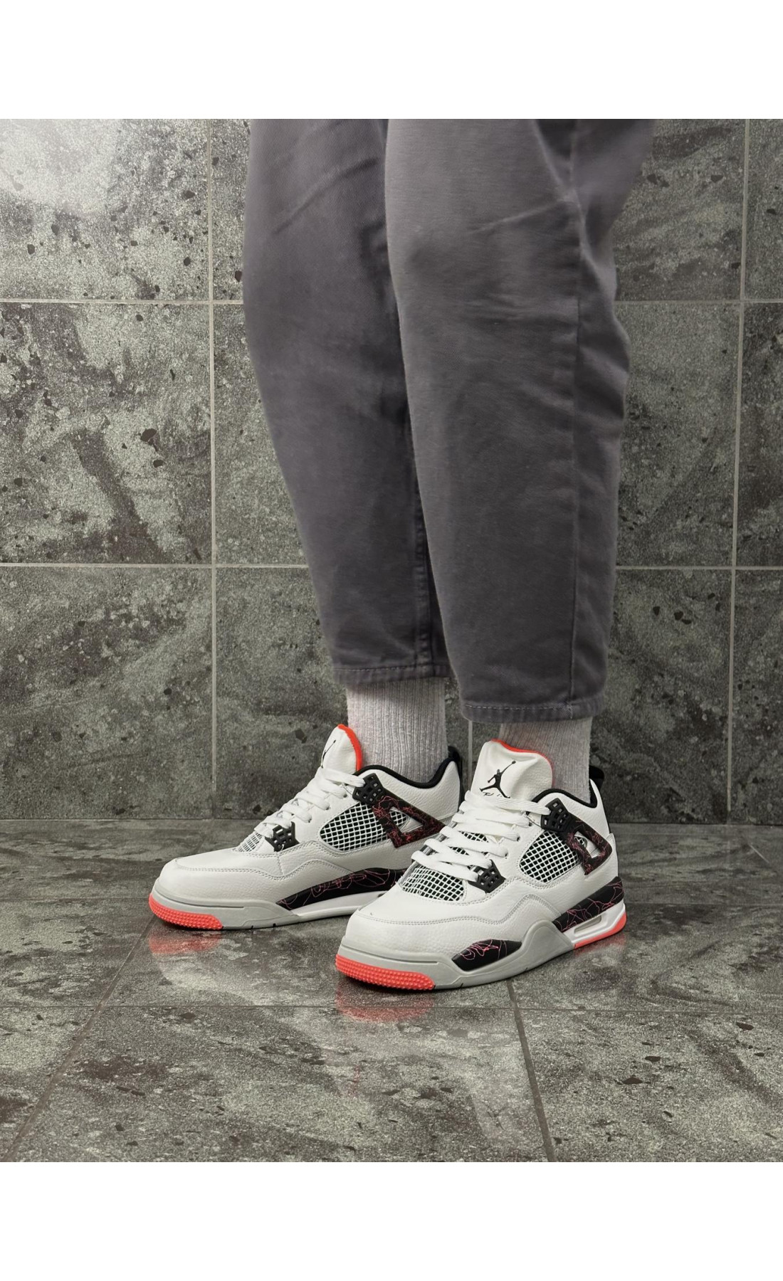 Чоловічі кросівки  Кросівки nike air jordan retro (white gray orange) (2165-5)