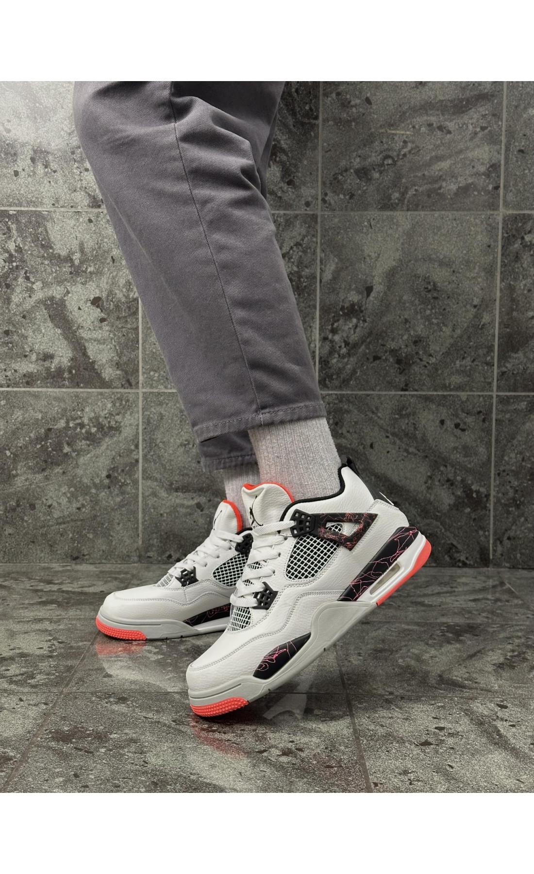 Чоловічі кросівки  Кросівки nike air jordan retro (white gray orange) (2165-5)