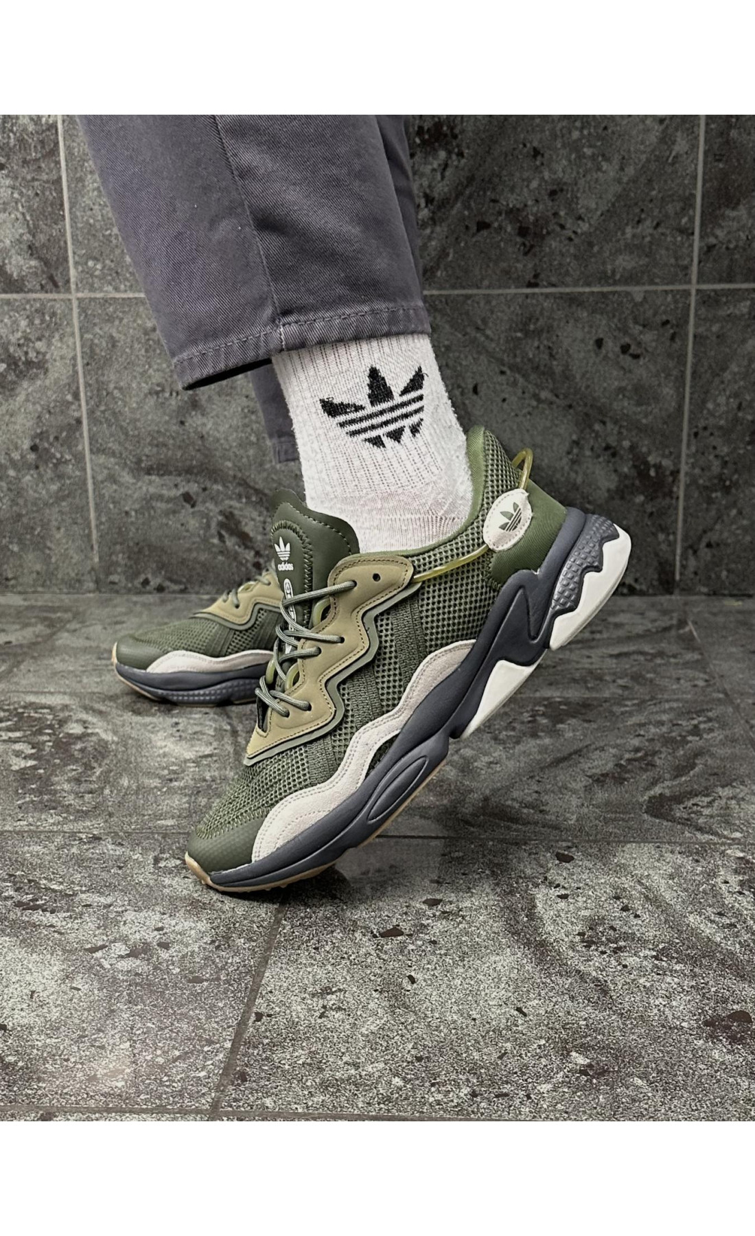 Чоловічі кросівки  Кросівки adidas ozweego (хакі) (4013-9)