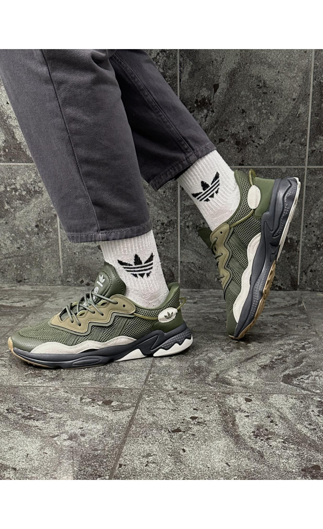 Чоловічі кросівки  Кросівки adidas ozweego (хакі) (4013-9)