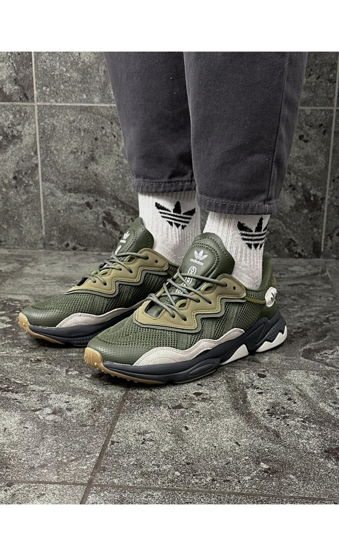 Чоловічі кросівки  Кросівки adidas ozweego (хакі) (4013-9)