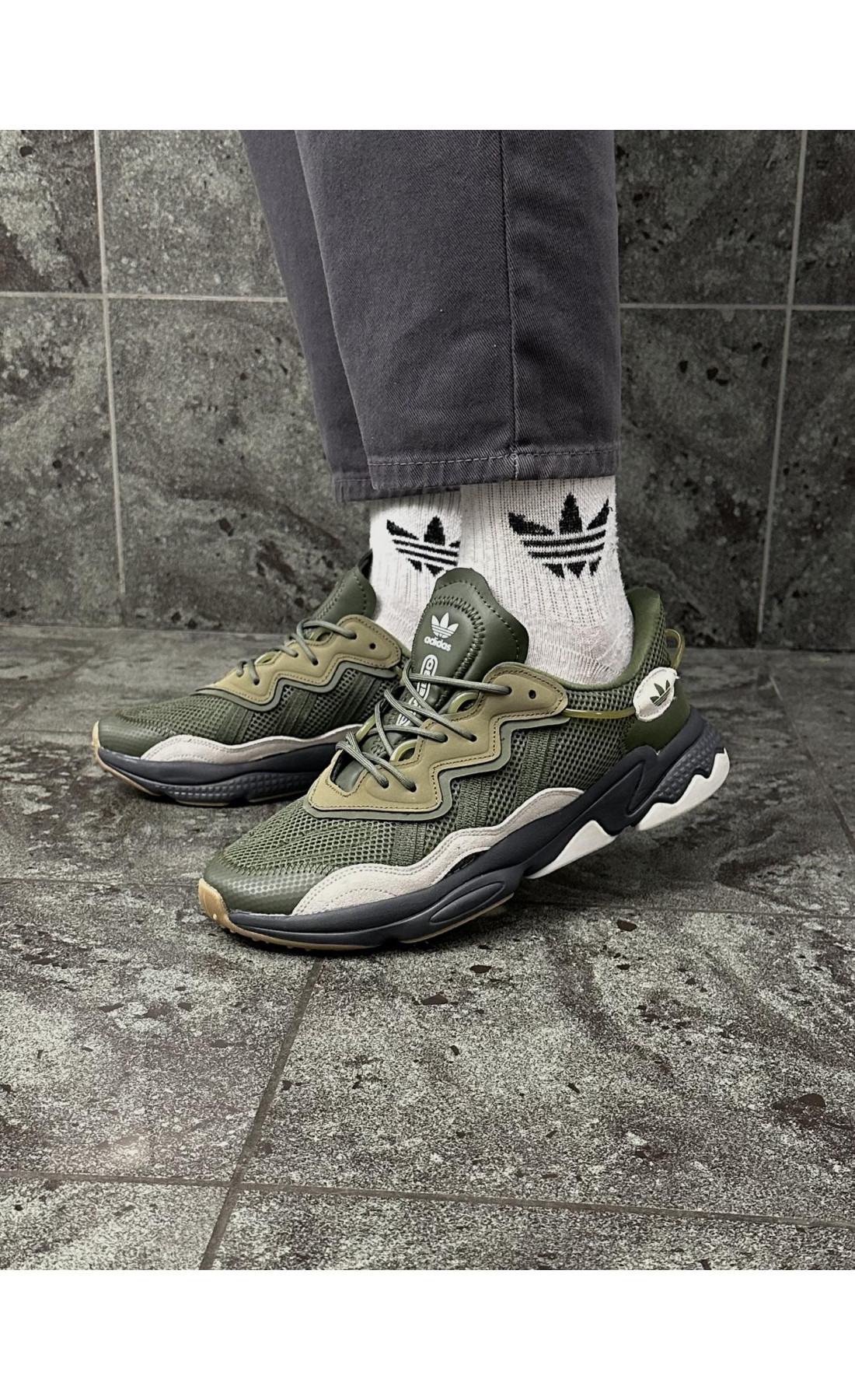 Чоловічі кросівки  Кросівки adidas ozweego (хакі) (4013-9)