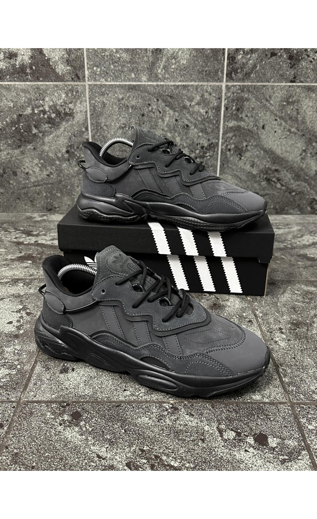 Чоловічі кросівки  Кросівки adidas ozweego (dark gray, замша) (331-6)