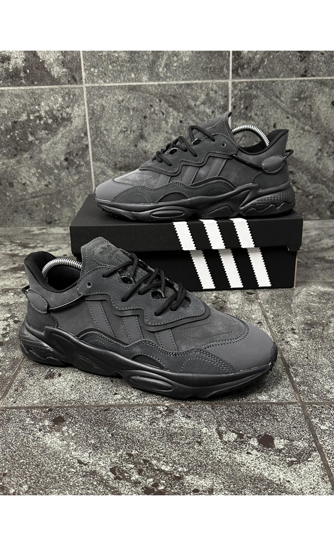 Чоловічі кросівки  Кросівки adidas ozweego (dark gray, замша) (331-6)