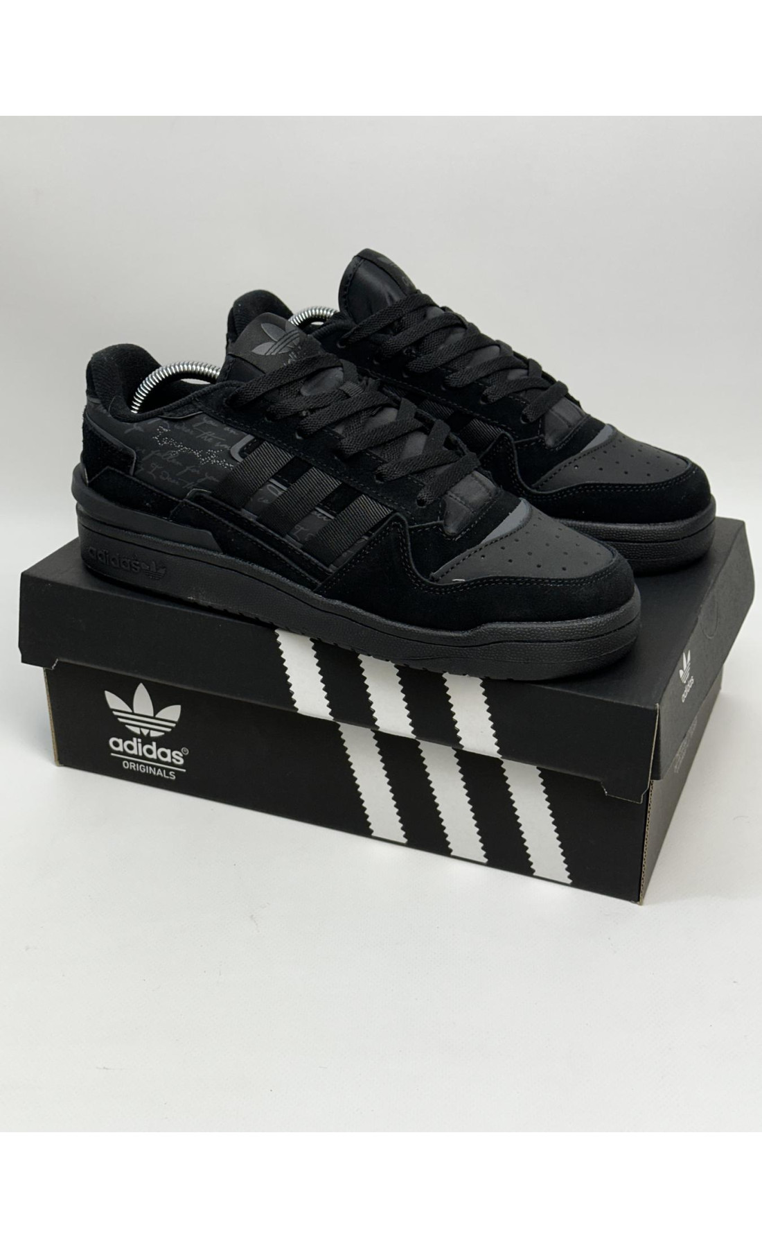 Чоловічі кросівки  Кросівки adidas forum exhibit low . (all black) (773-1)