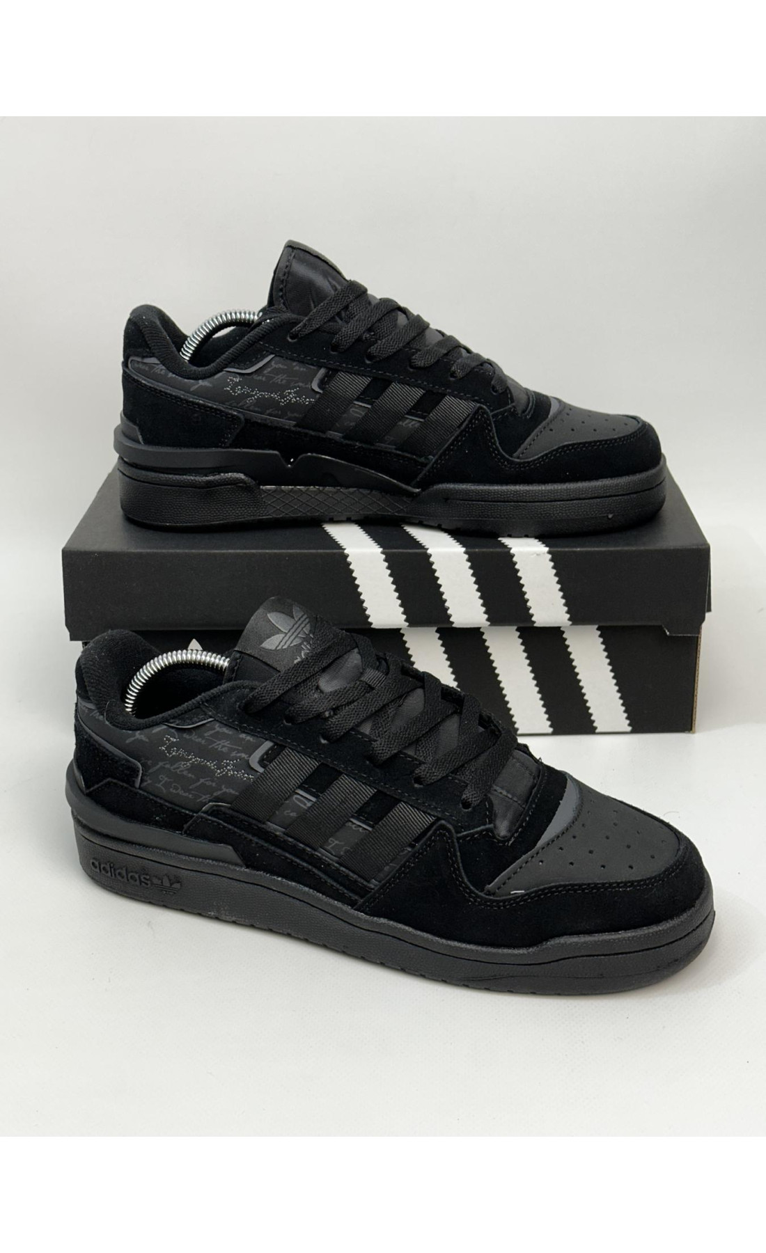 Чоловічі кросівки  Кросівки adidas forum exhibit low . (all black) (773-1)