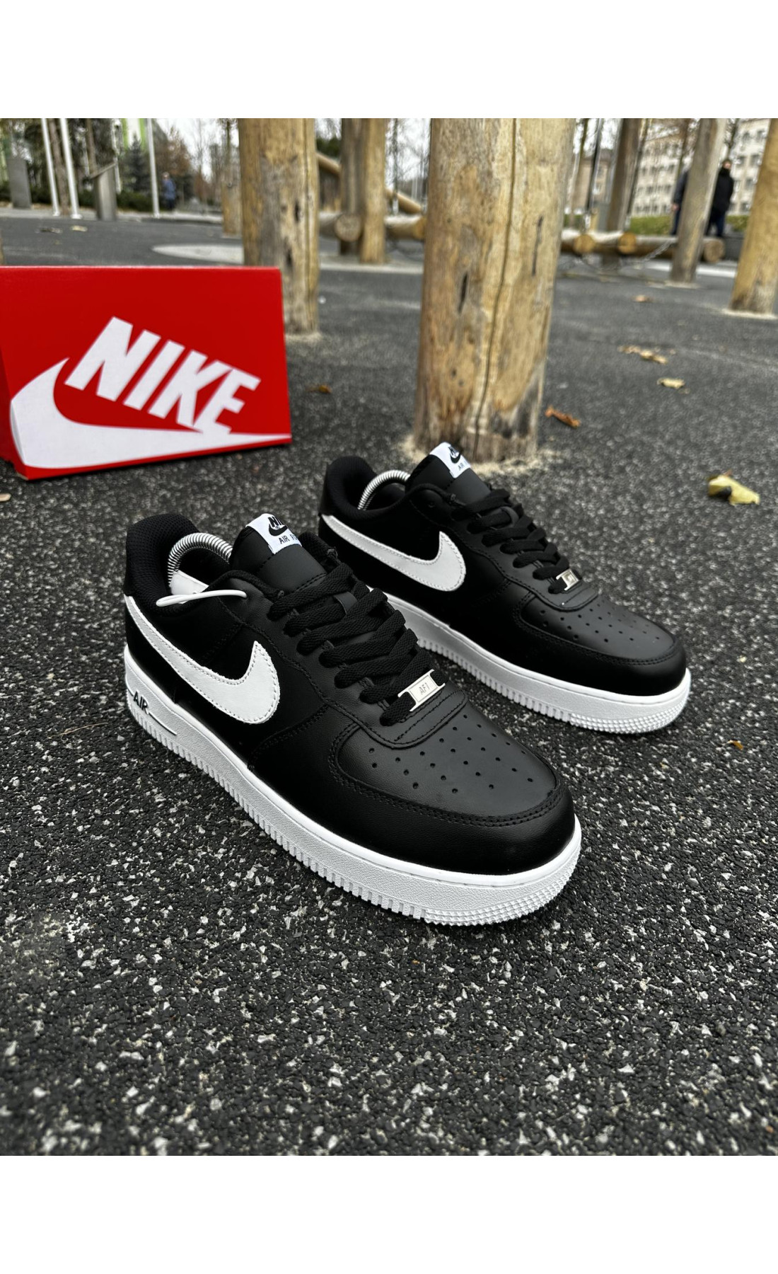 Чоловічі кросівки  Зимові кросівки nike air force, топ якість (чорно-білі) (50-4)