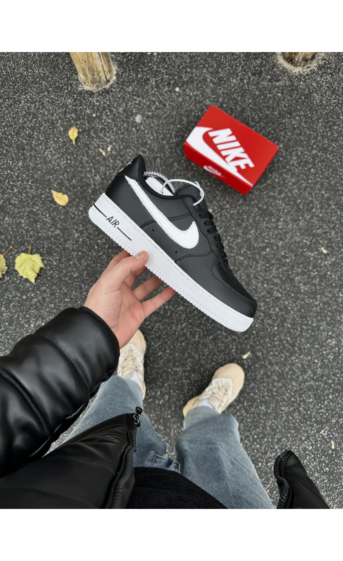 Чоловічі кросівки  Зимові кросівки nike air force, топ якість (чорно-білі) (50-4)