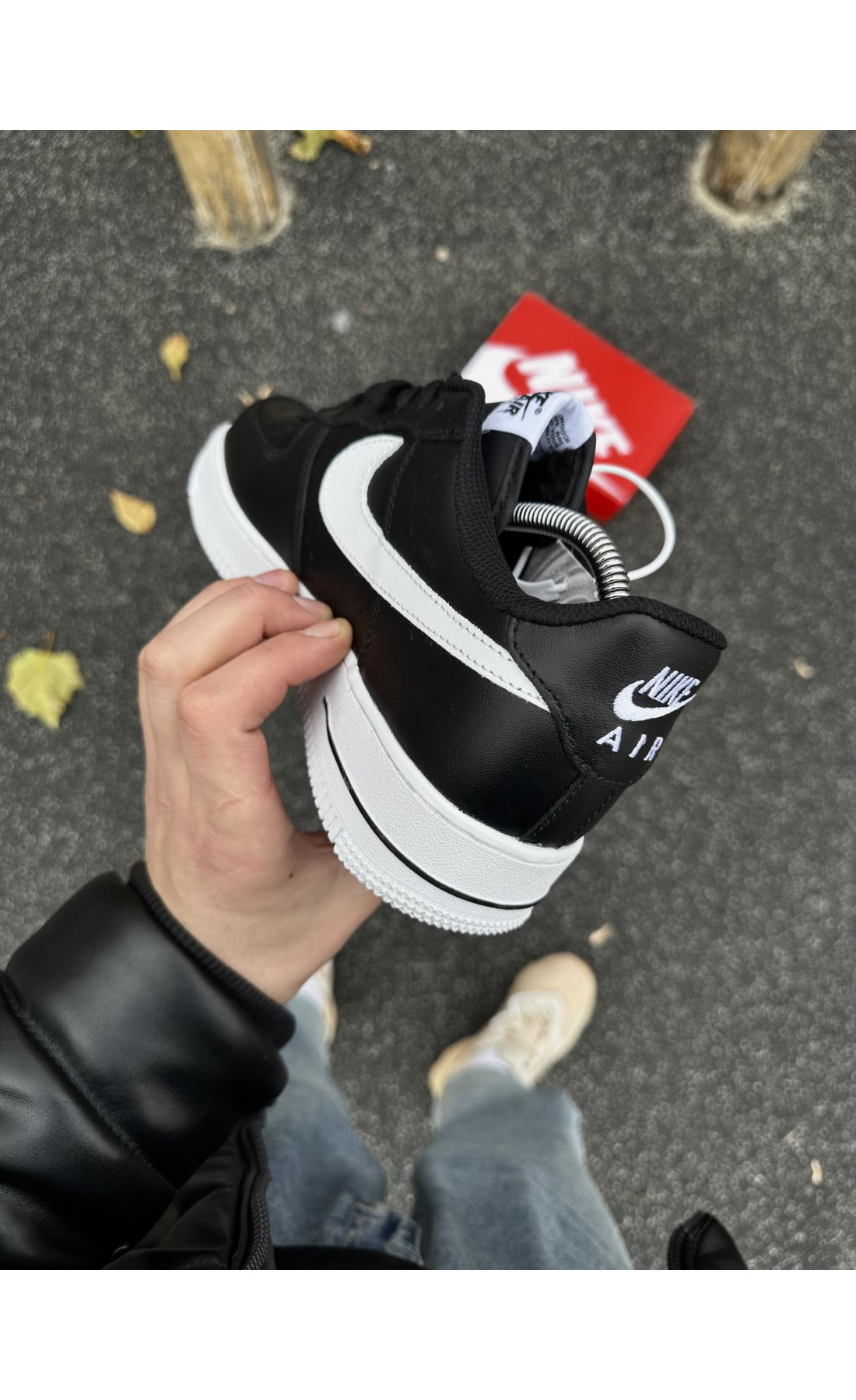 Чоловічі кросівки  Зимові кросівки nike air force, топ якість (чорно-білі) (50-4)