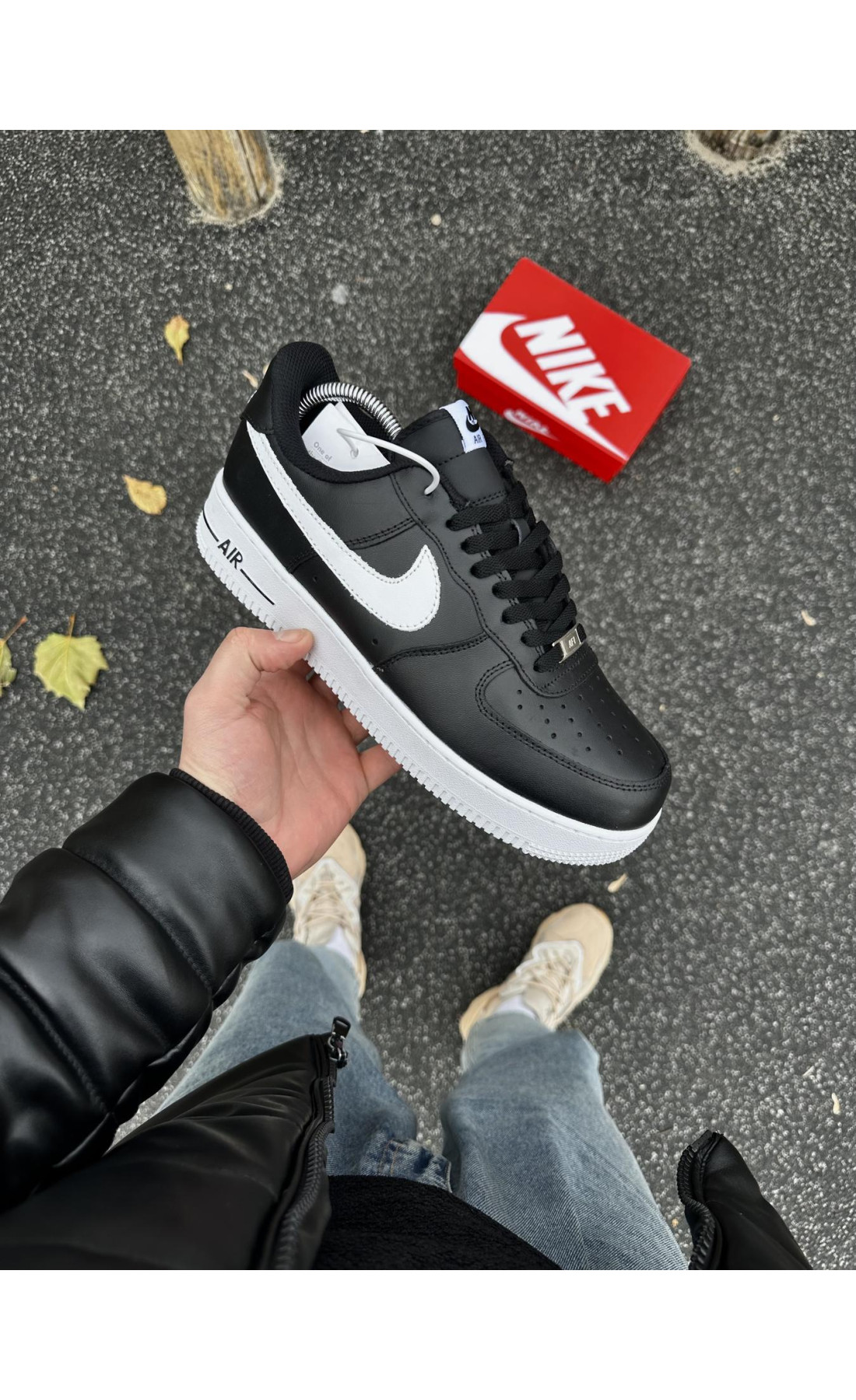 Чоловічі кросівки  Зимові кросівки nike air force, топ якість (чорно-білі) (50-4)