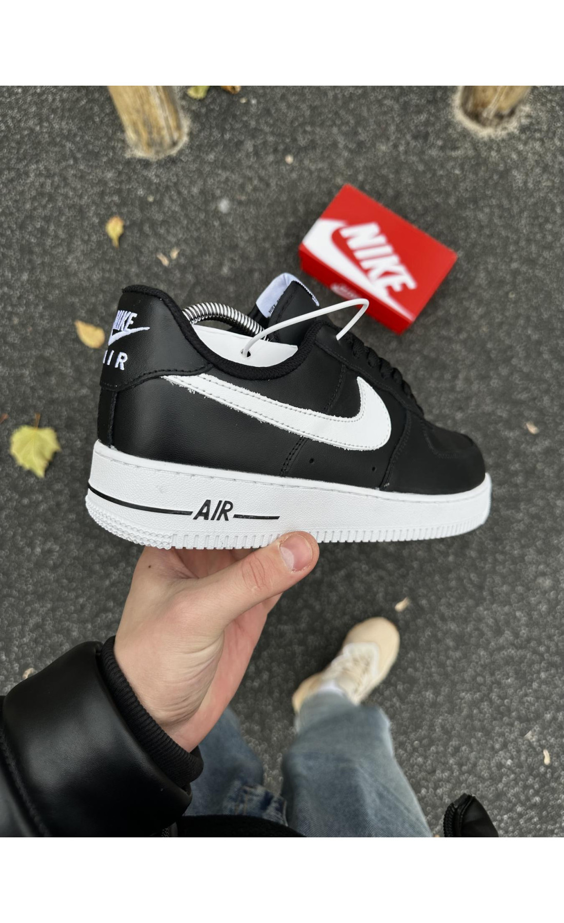 Чоловічі кросівки  Зимові кросівки nike air force, топ якість (чорно-білі) (50-4)