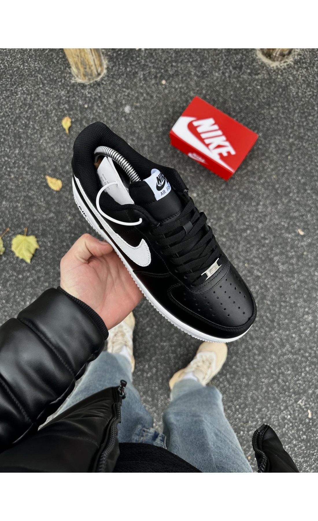 Чоловічі кросівки  Зимові кросівки nike air force, топ якість (чорно-білі) (50-4)